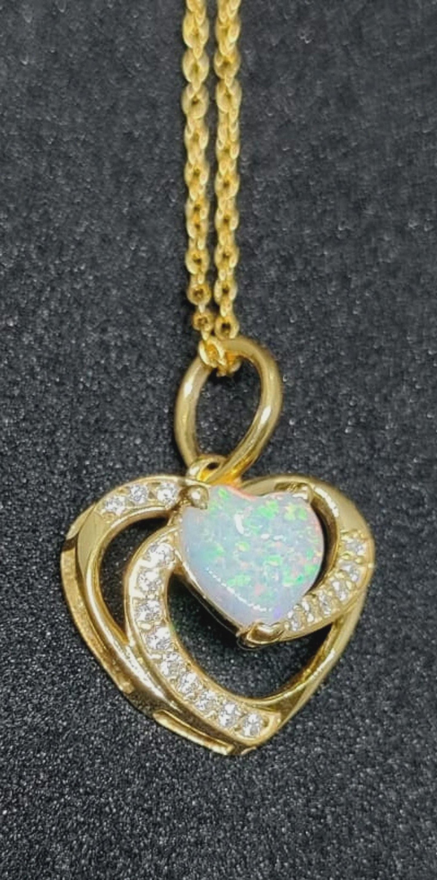 1.50Ct Heart Cut Fire Opal Open Heart Shape Pendant In 14K Yellow Gold Finish With 18''Free Chain