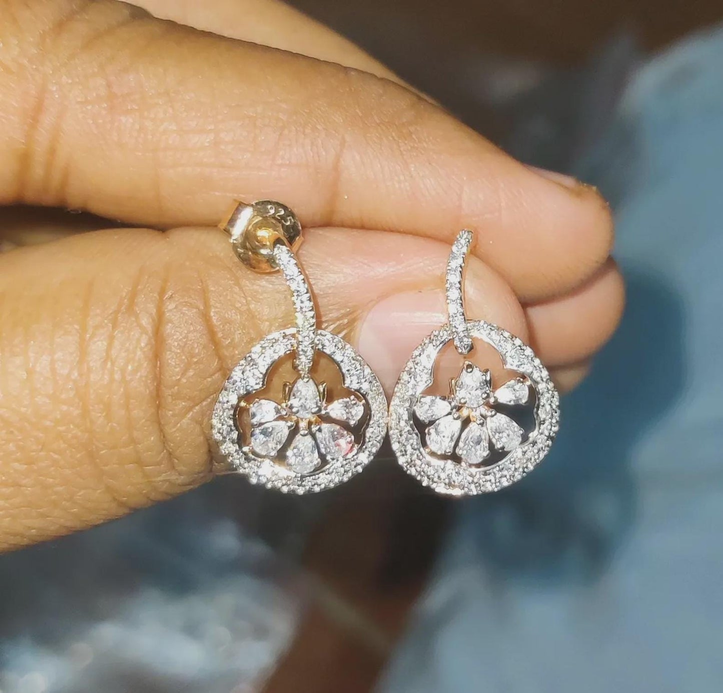 2Ct Round Cut Simulated Diamond Drop Dangle Women's Earrings 14K Rose Gold Plated 925 Sterling Silver, Gift For Birthday