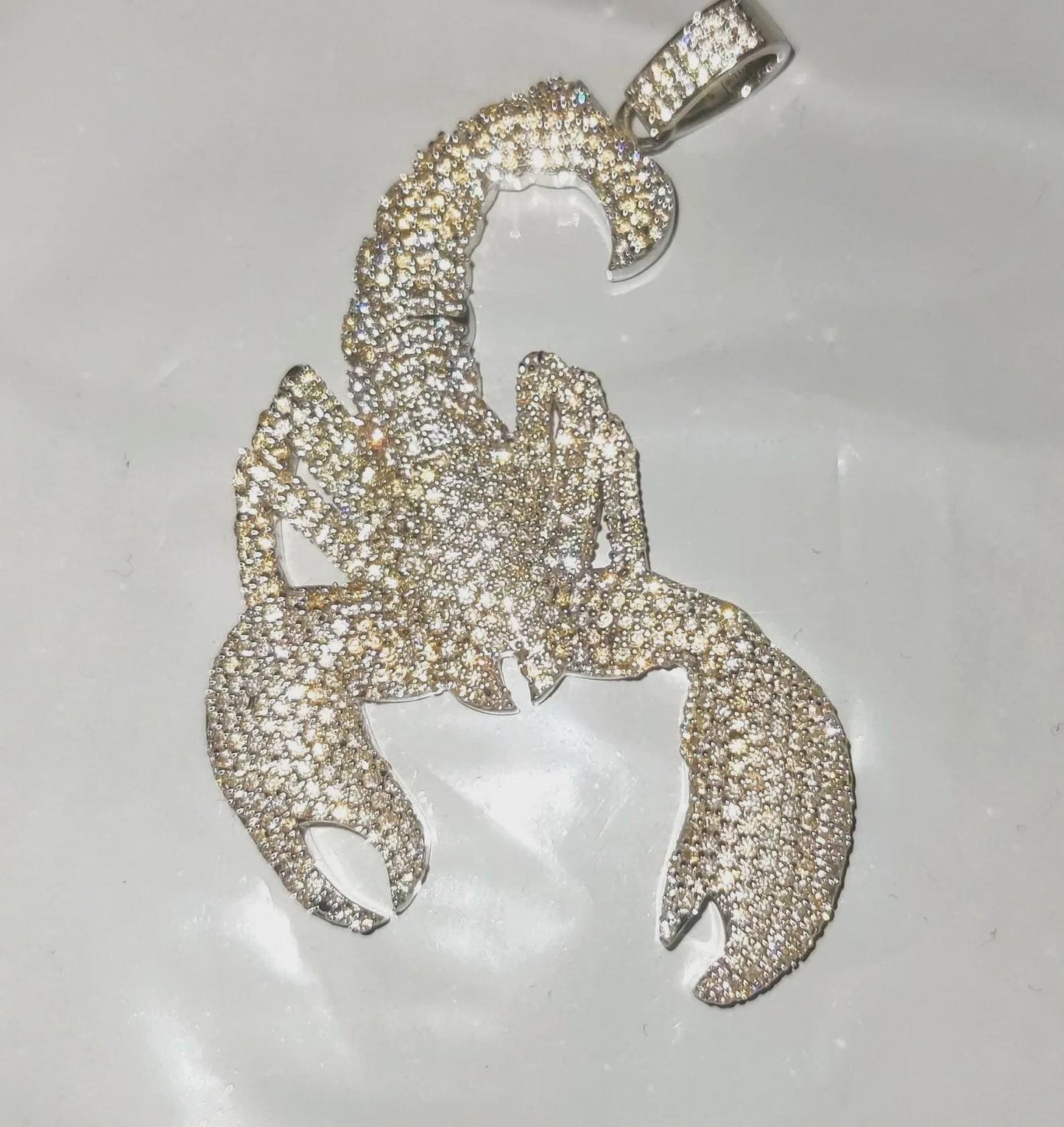 2Ct Scorpion Diamond Pendant Round Cut Simulated Diamond Pendant 925 Sterling Silver Pendant 14K White Gold Plated For Birthday, Party Wear