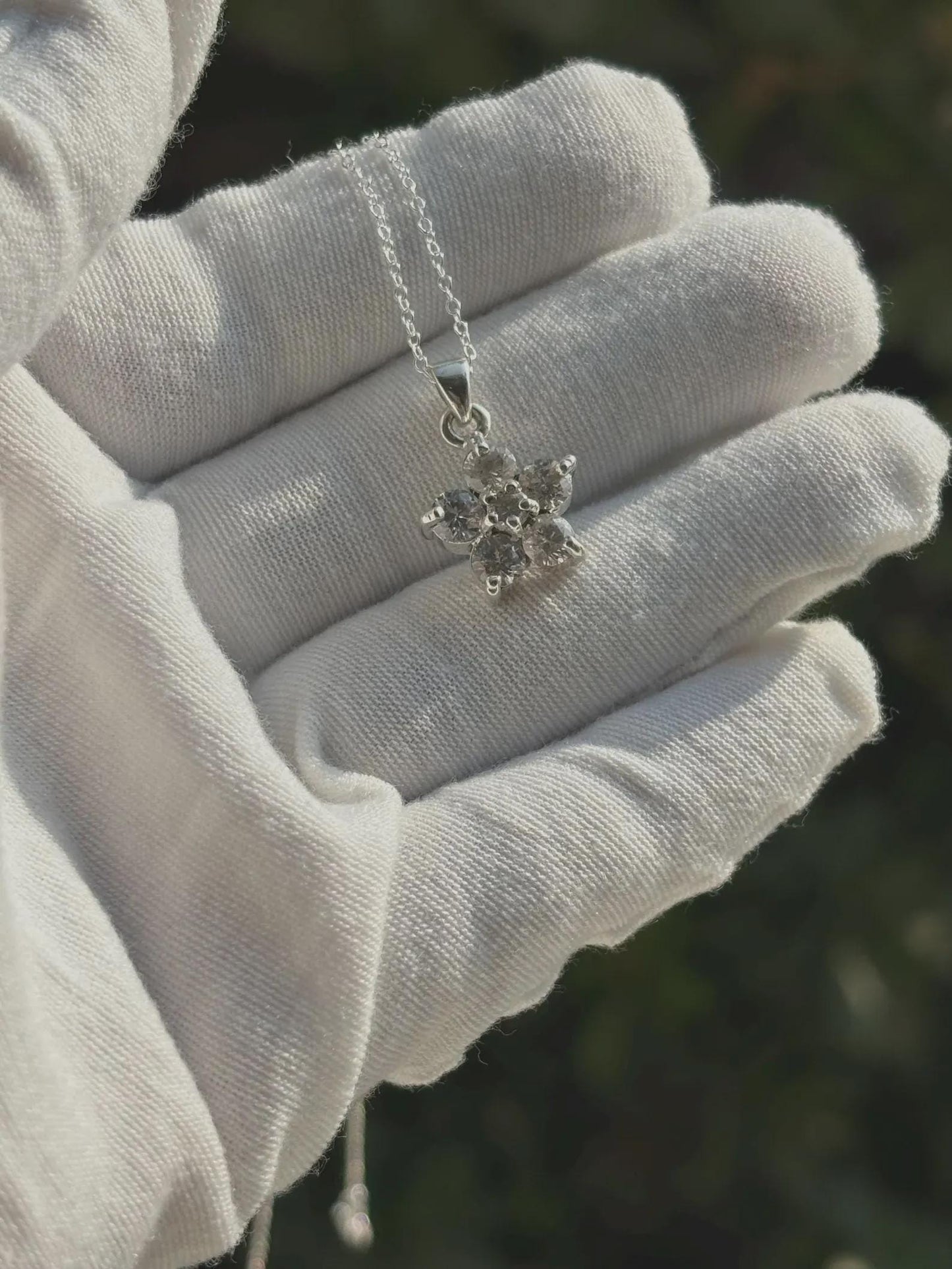 1.50Ct Round Cut Flower Pendant 14K White Gold Plated 925 Silver Prong Setting Pendant, Anniversary Gift Pendant