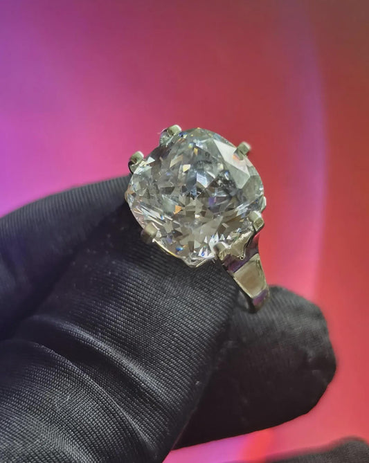 Moissanite Solitaire Prong Setting Ring Lab Created 14K White Gold Plated 925 Sterling Silver, Ring, For Wedding Engagement Anniversary Gift