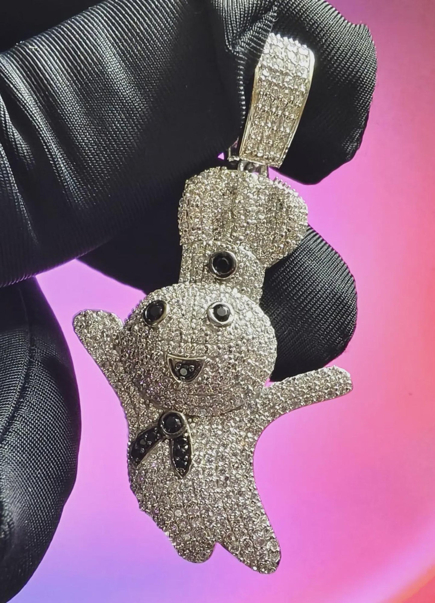 3Ct Round Cut Diamond Carton Pendant Simulated Diamond Pedant 14K White Gold Plated 925 Sterling silver, Hip Hop Pendant, For Birthday Gift