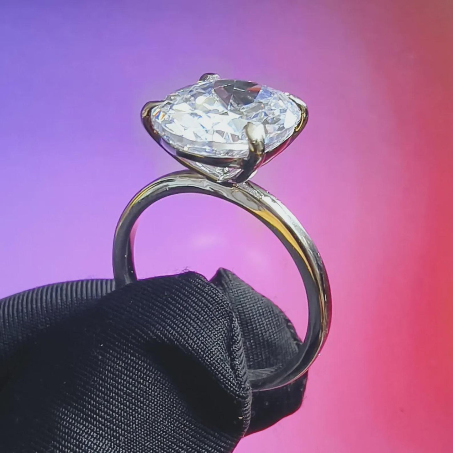 2Ct Diamond Oval Cut Wedding Solitaire Ring Simulated Diamond Ring 14K White Gold Finish 925 Sterling Silver Engagement Anniversary Ring