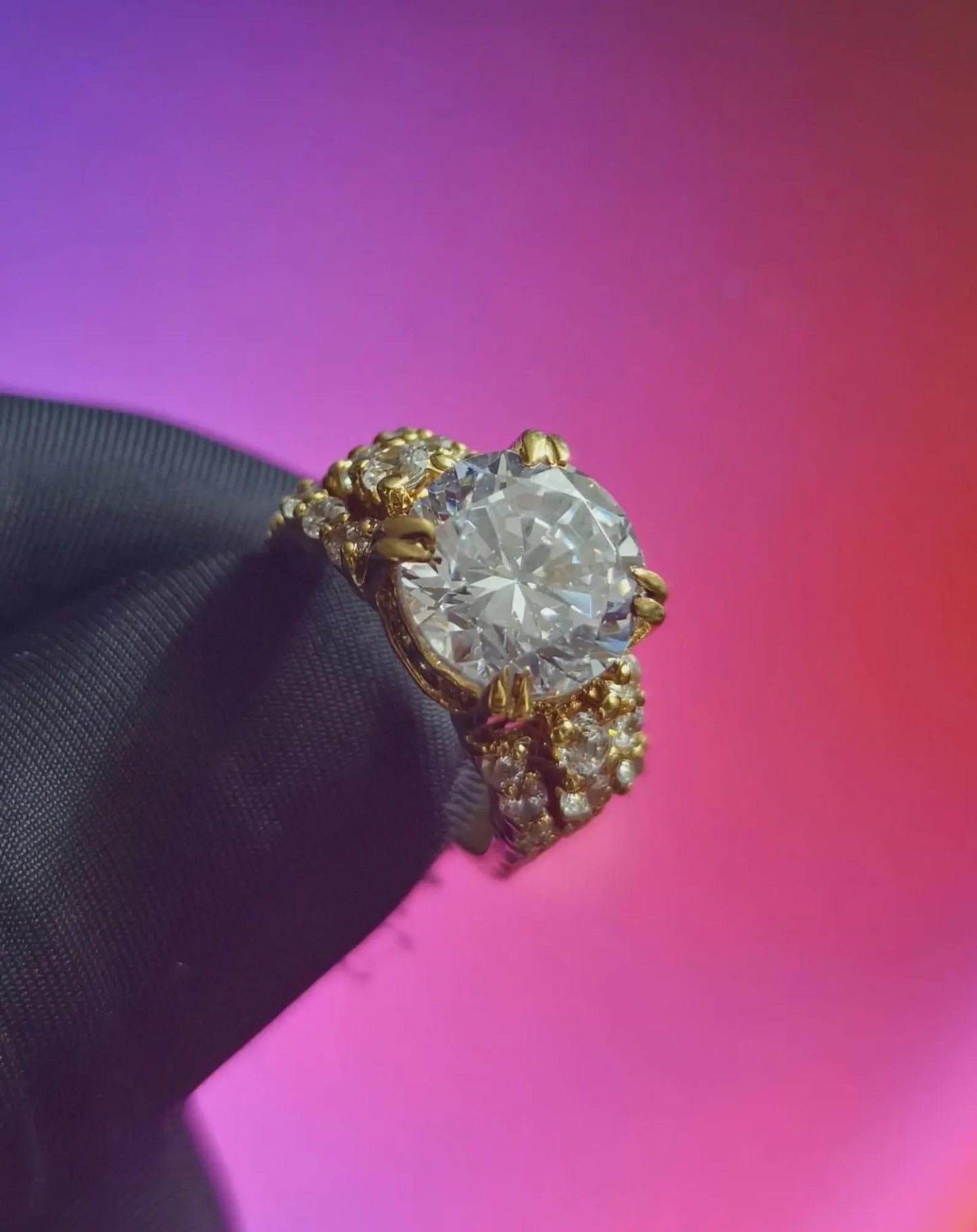 2Ct Round Cut Lab Created Diamond Solitaire Prong Setting Ring Round Cut 14K Yellow Gold Plated 925 Silver, Anniversary Ring, Wedding Gift