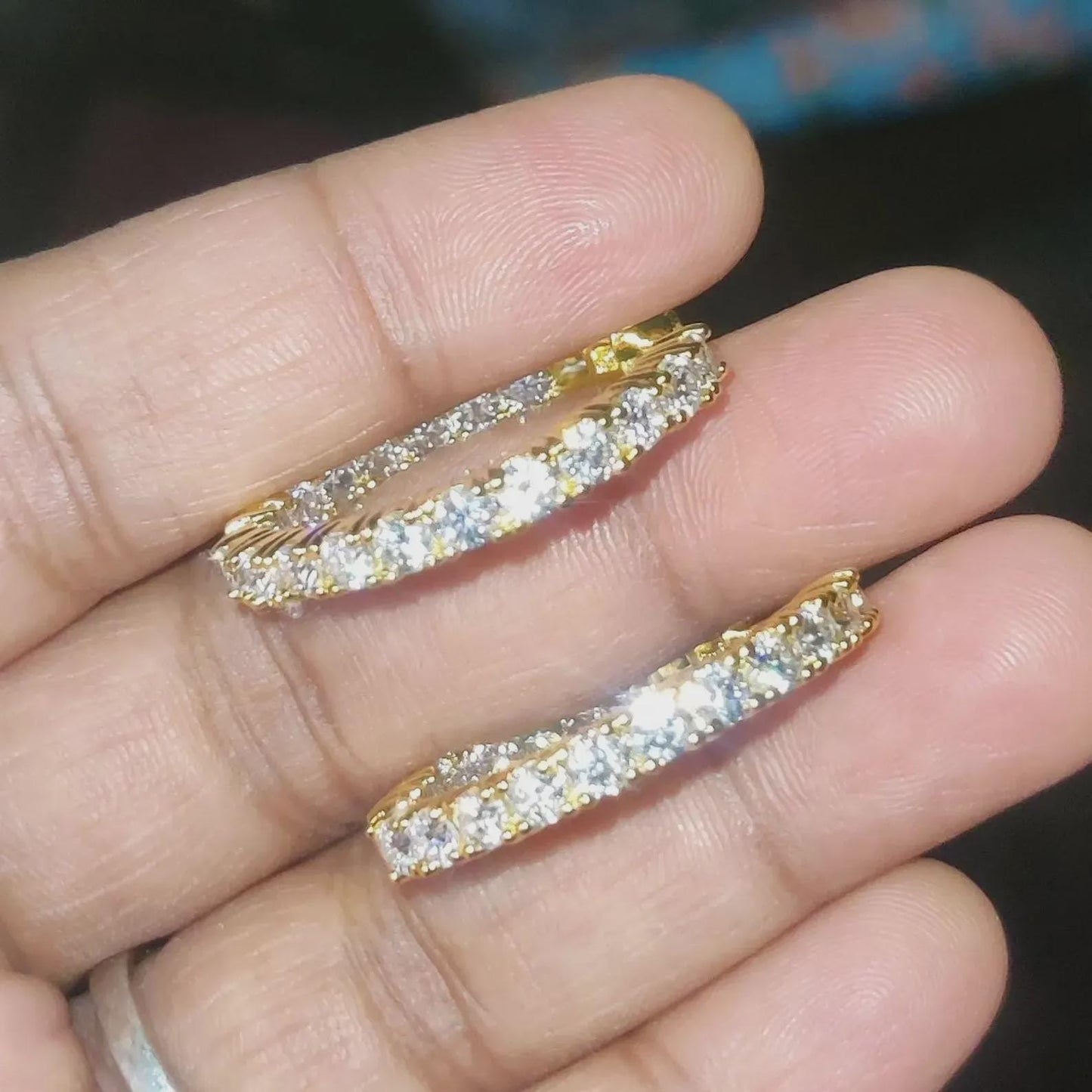 2Ct Round Hoop Earrings Lab Created Diamond Women's Huggie Hoop Earrings 14K Yellow Gold Finish 925 Silver Hoop Earrings