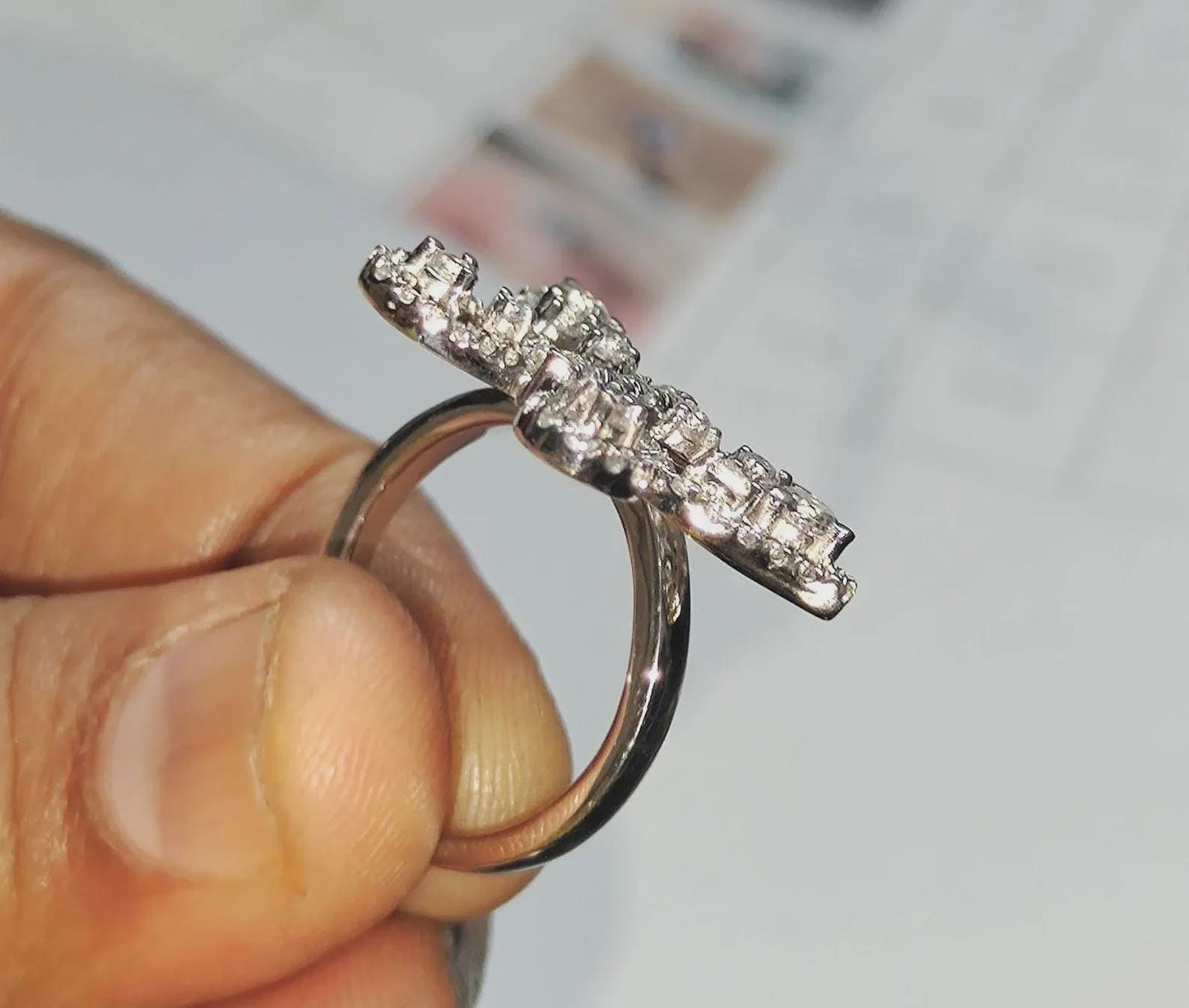 2Ct Round Cut Diamond Butterfly Lab-Created Diamond Wedding Anniversary Ring 14K White Gold Finish 925 Sterling Silver Band  Engagement Ring