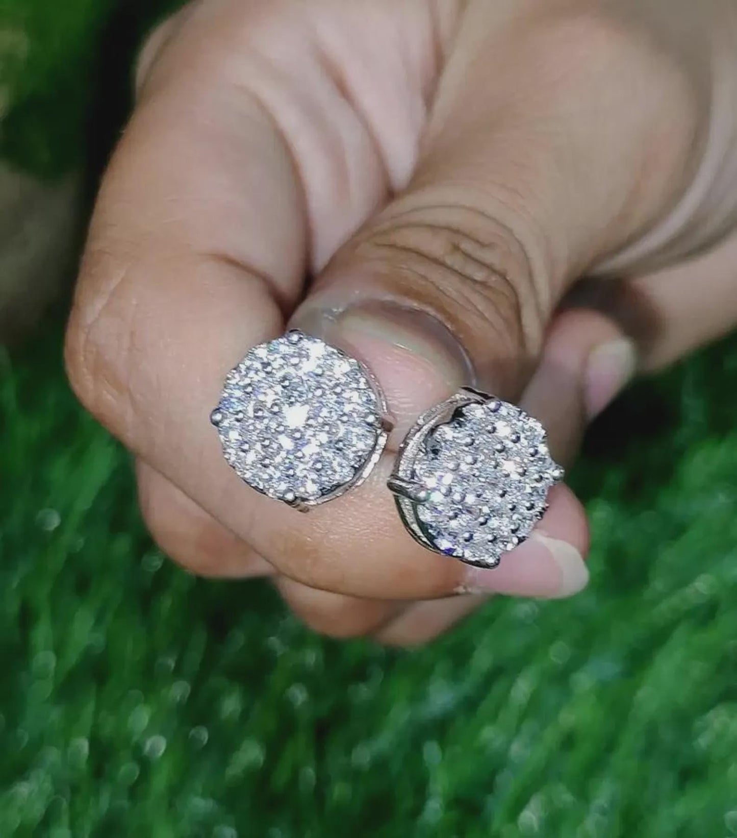 2Ct Round Cut Diamond Women's Stud Earrings Cluster Halo Stud Earrings 14K White Gold Finish 925 Silver Stud Earrings Screw Back Stud