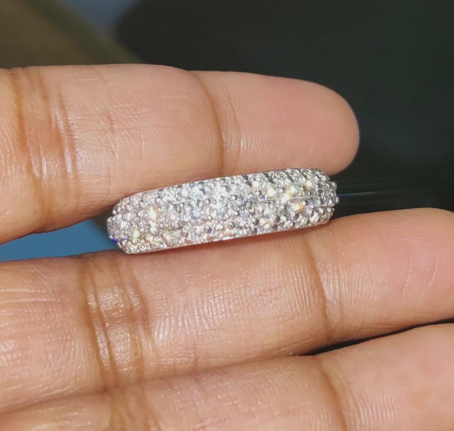 2Ct Diamond Band Ring Lab-Created Round Diamond Wedding Anniversary Band Ring 14K White Gold Finish 925 Silver Band Unisex Engagement Ring