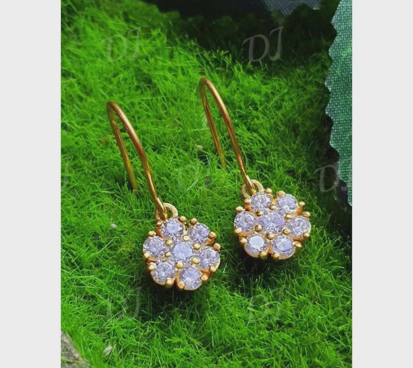 2Ct Round Cut Simulated Diamond Dangle Drop Earrings 14K Yellow Gold Plated 925 Sterling Silver Dangle Earring Anniversary Gift for Her