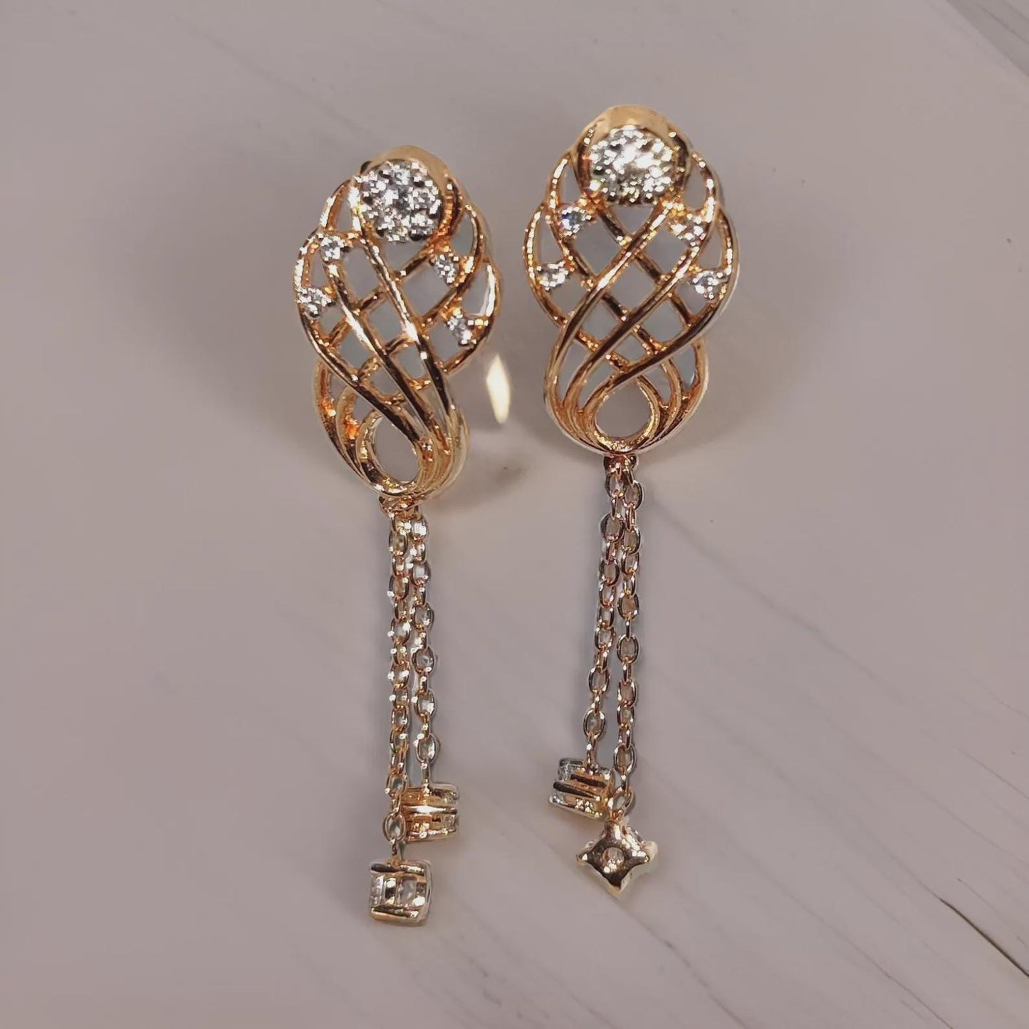 1.50Ct Round Cut Simulated Diamond Drop Dangle Women's Earrings 14K Rose Gold Plated 925 Sterling Silver, Gift For Birthday Wear