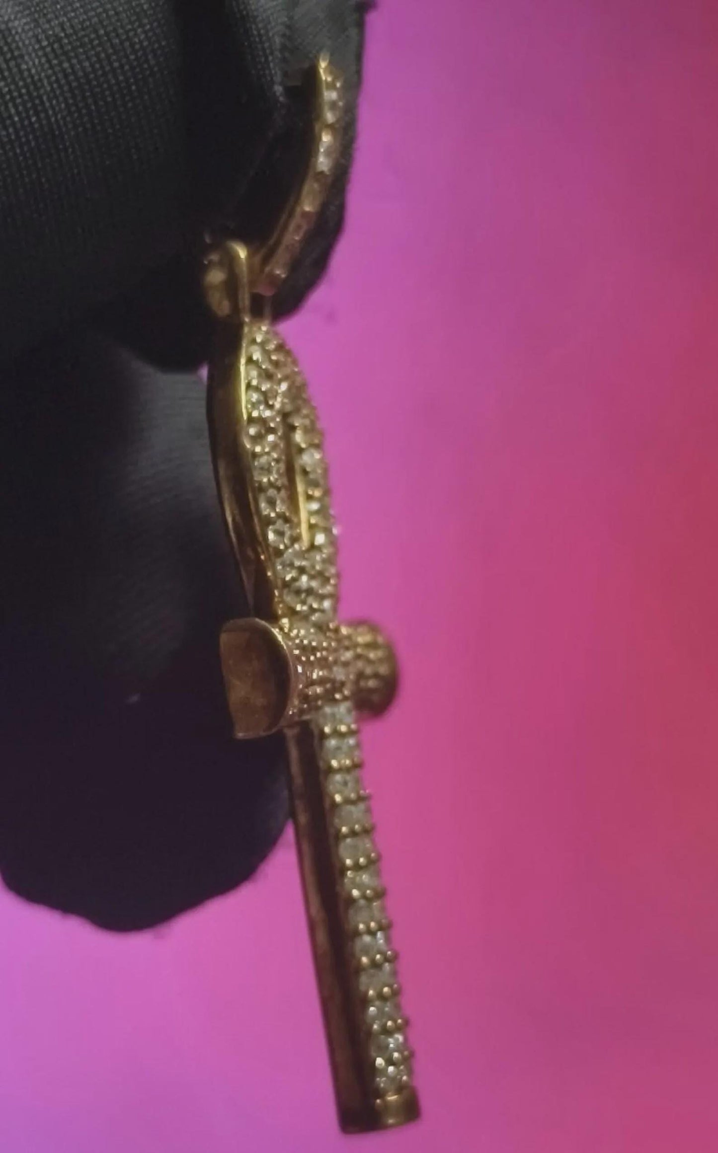 1.50Ct Moissanite Cross Pendant Round 14K Yellow Gold Plated 925 Sterling Silver, Hip Hop Pendant, Christmas Religious Pendant