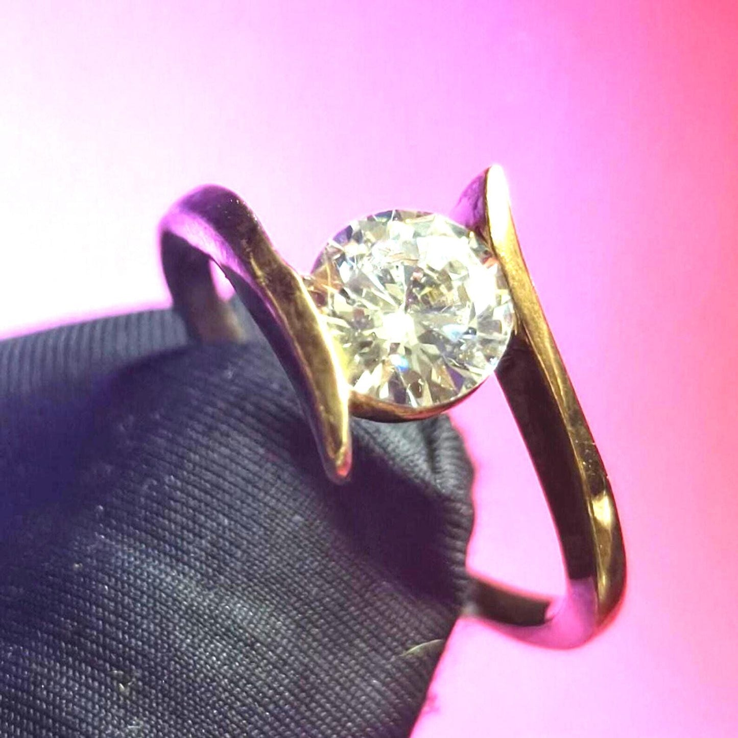 2Ct Moissanite Solitaire Ring Round 14K Yellow Gold Plated 925 Sterling Silver, Anniversary Ring, Wedding Ring, Gift For Her