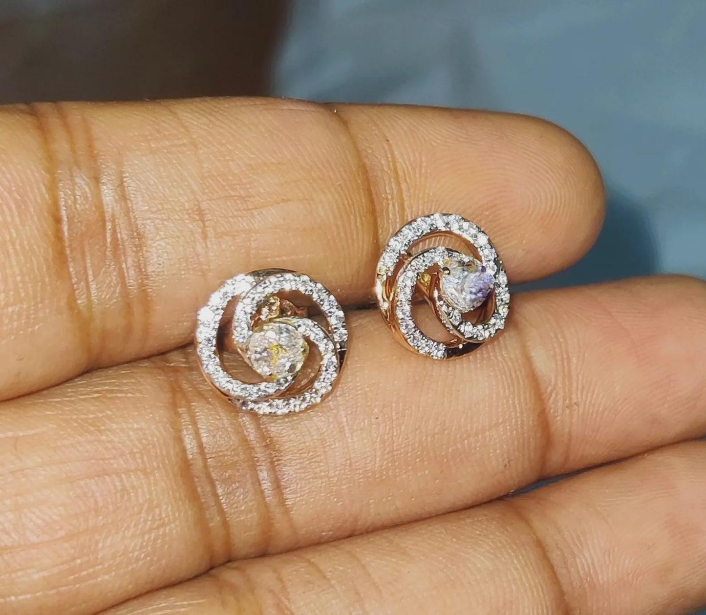 1.50Ct Diamond Stud Earrings VVS1 Diamond Cluster Women's Stud Earrings 14K Rose Gold Finish 925 Silver Stud Earrings Push Back Stud