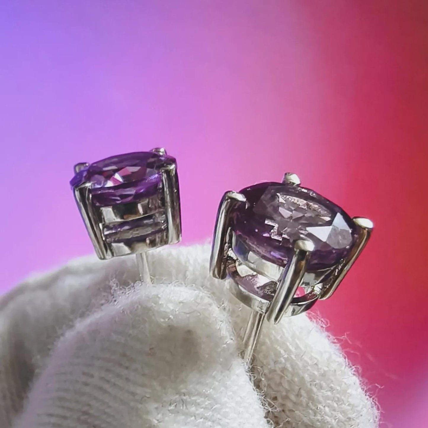 2Ct Round Cut Simulated Alexandrite 14K White Gold Finish Halo Stud Earrings 925 Sterling Silver For Birthday gift and Daily wear