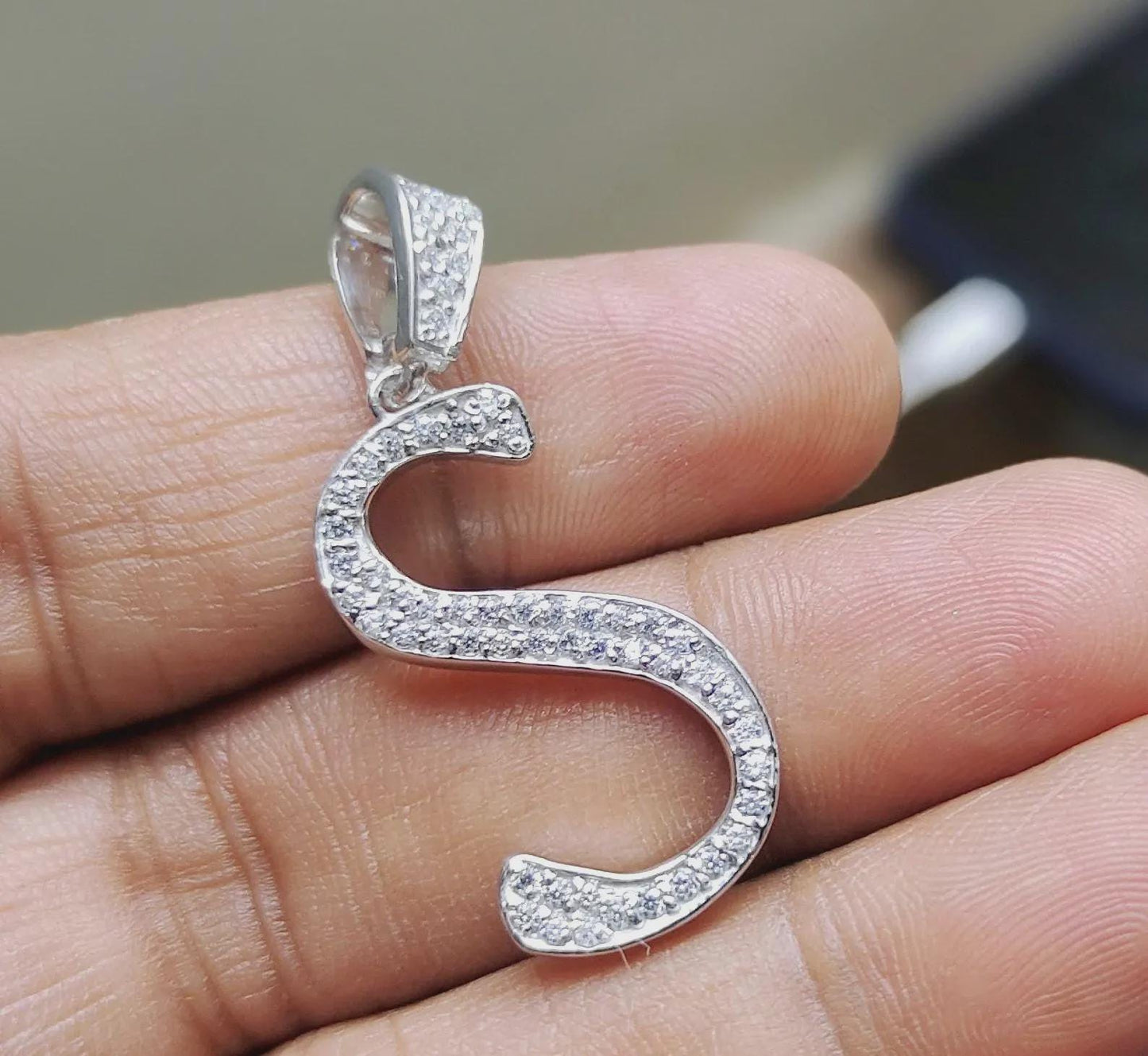 1Ct Diamond Lab-Created Pendant Necklace Customize Any Letter Round Cut 14K White Gold Plated 925 Sterling Silver Custom Name Pendant