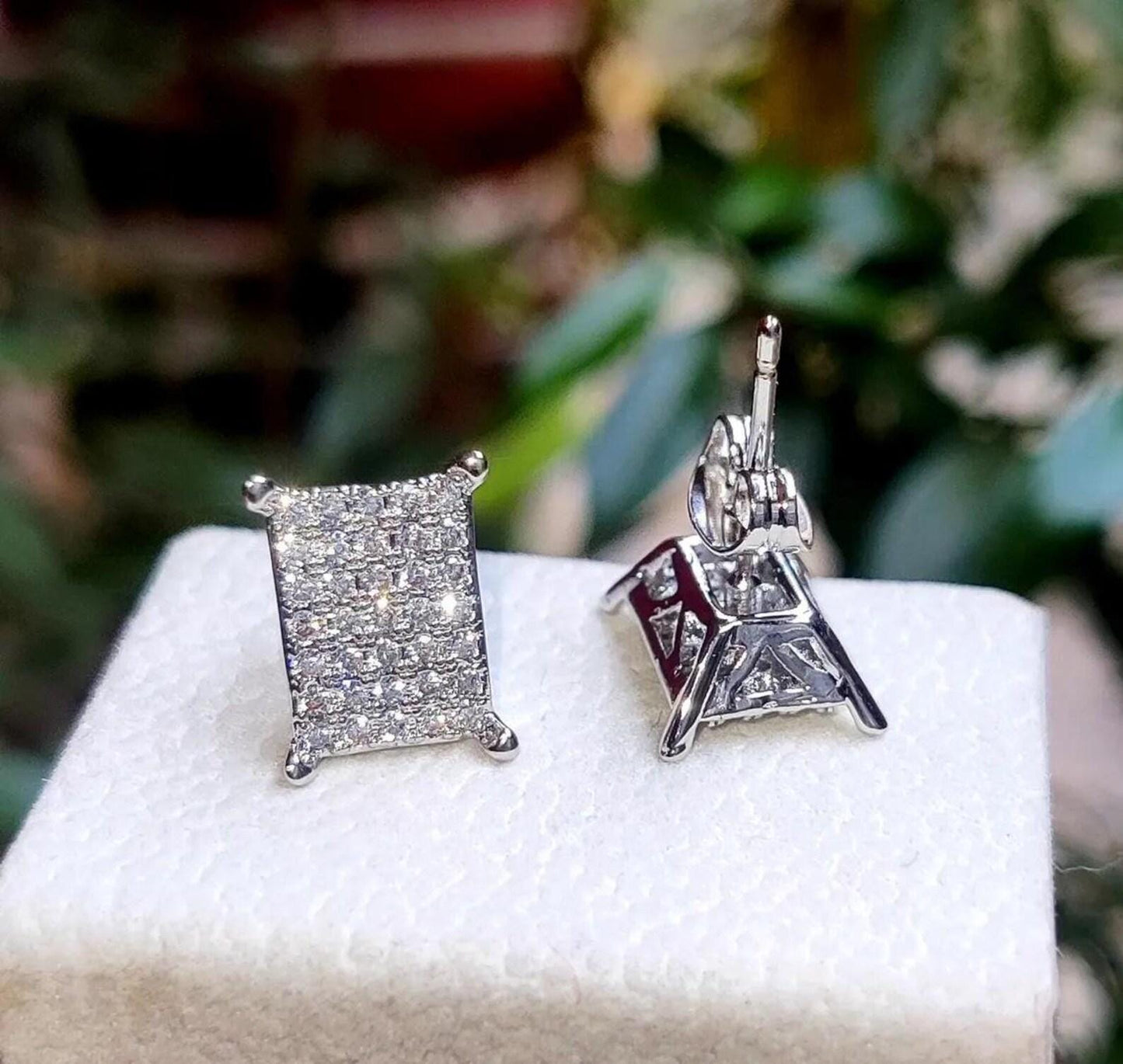 2Ct Round Cut Cluster Stud Earrings Simulated Diamond Earrings 14K White Gold Plated 925 Sterling Silver, Push back , Gift For Birthday