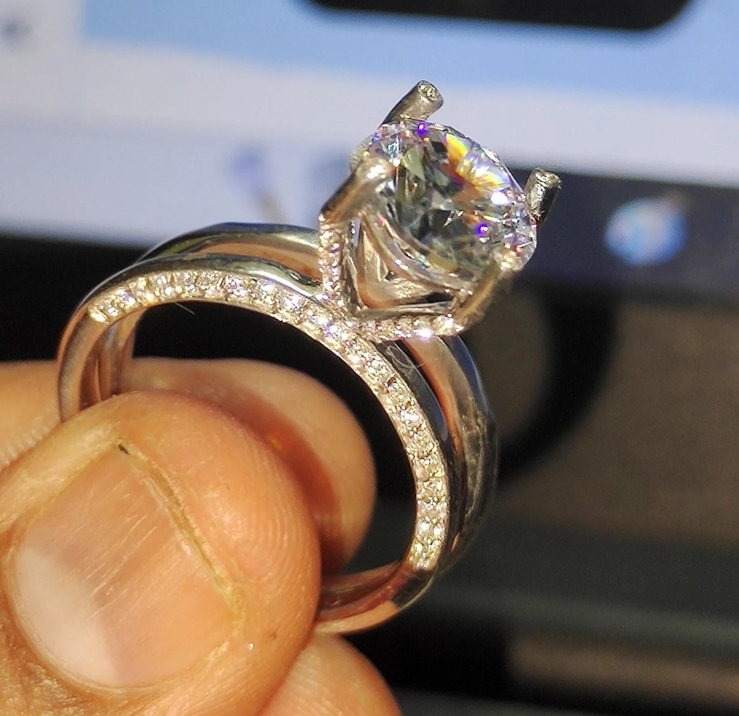 2Ct Round Cut Simulated White Diamond Wedding Women Engagement Anniversary Band Ring 14k White Gold Plated- 925 Silver, Gift for Her