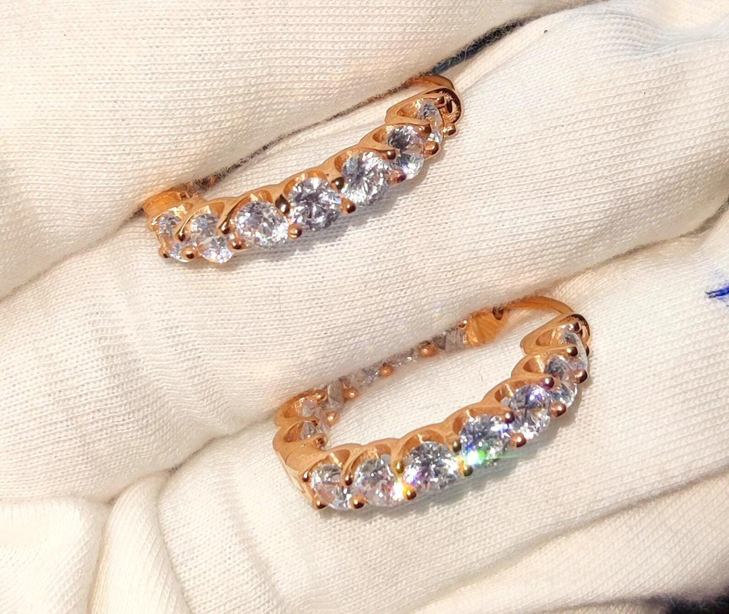 2Ct Round Cut Simulated Diamond Hoop Women Earrings 14K Rose Gold Plated, Anniversary, Birthday, Wedding Gift For Her