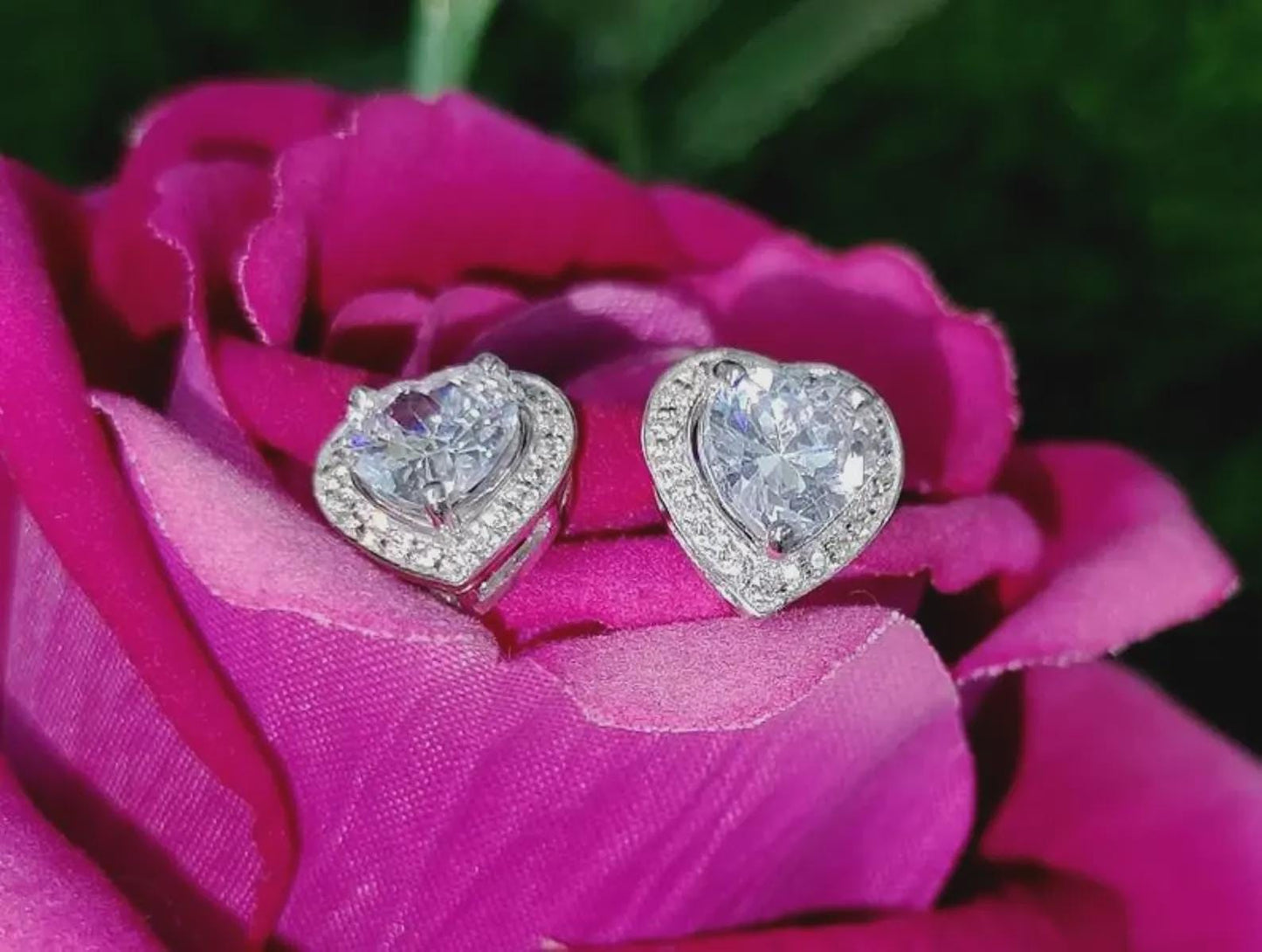 2Ct Heart Cut Solitaire Prong Stud Earrings Simulated Diamond Earrings 14K White Gold Finish 925 Silver Stud Earring, Gift For Anniversary