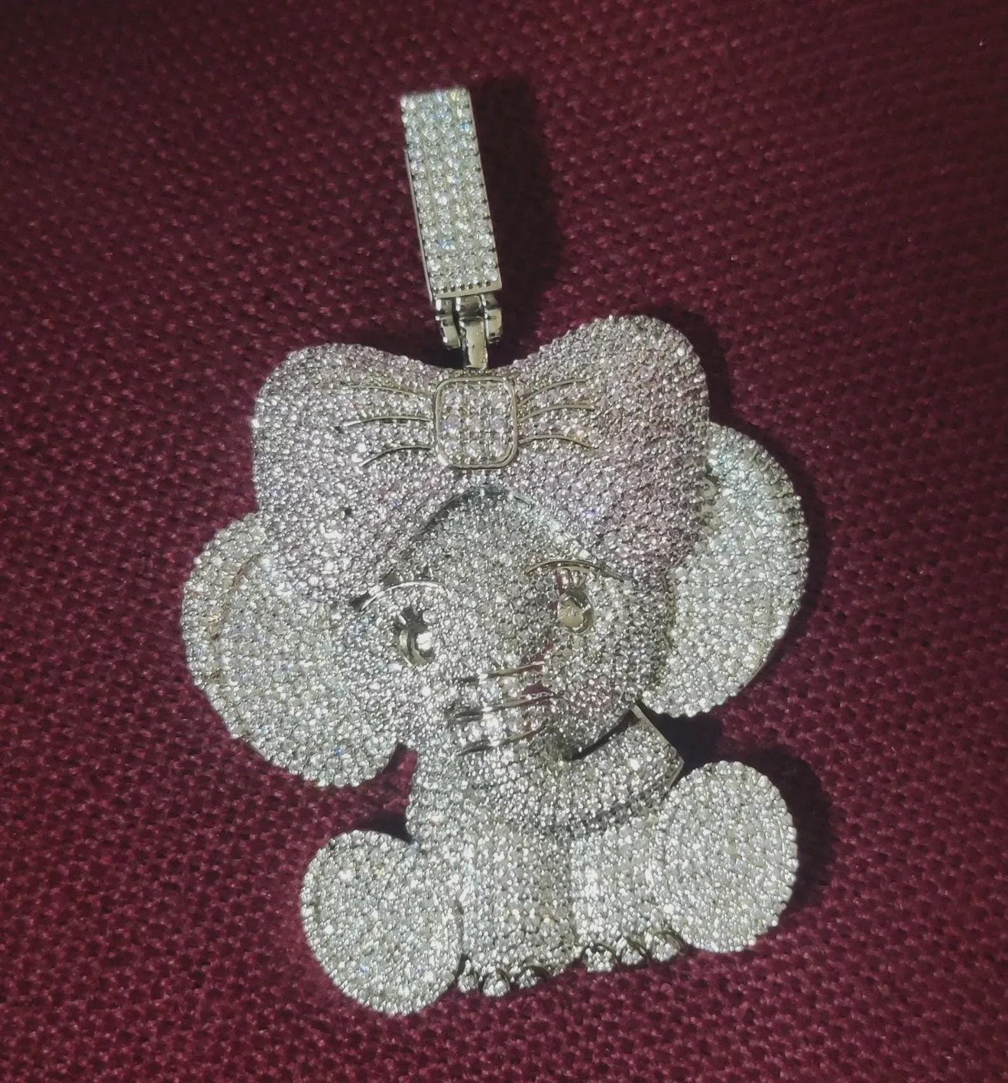 3Ct Diamond Round Cut Simulated Diamond Pendant, Cartoon Pendant 14K White Gold Finish 925 Sterling Silver Birthday and Party Pendant Gift