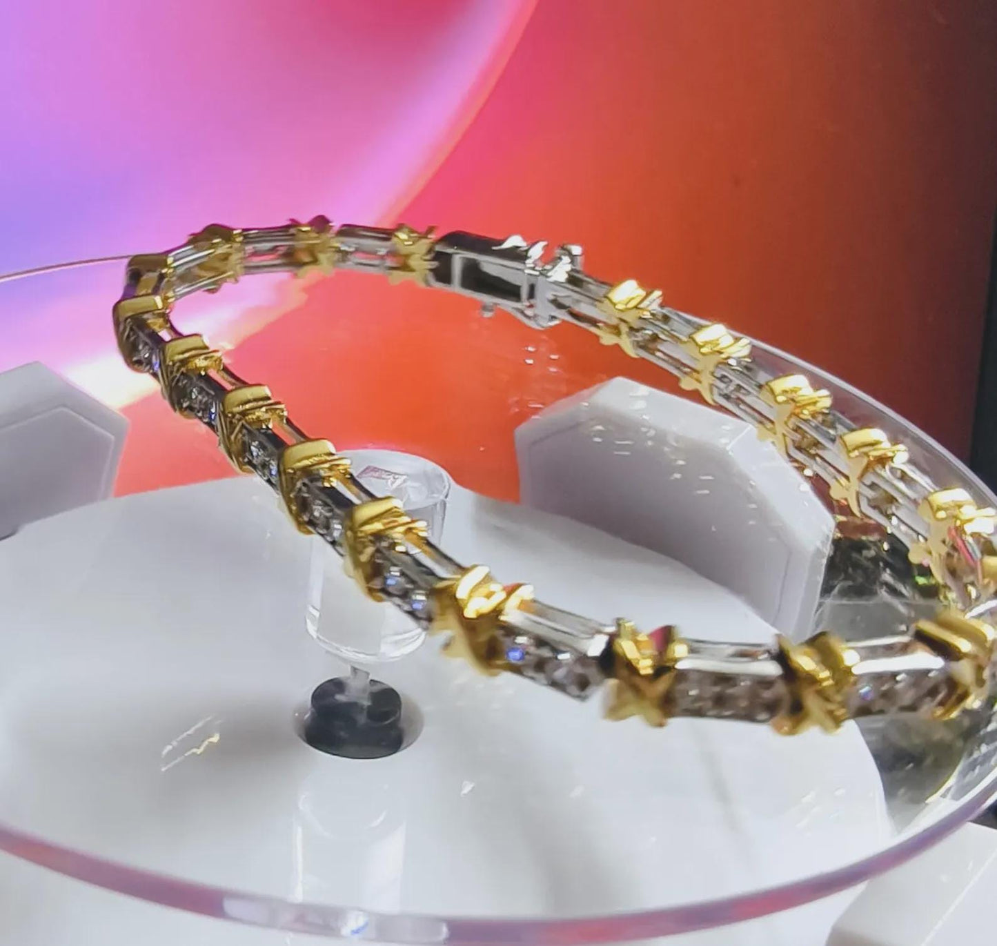 6Ct Diamond Bracelet Round Lab-Created Diamond 14K Two-Tone Gold Finish Sterling 925 Silver Bracelet Gift For her Birthday Gift Party Wear