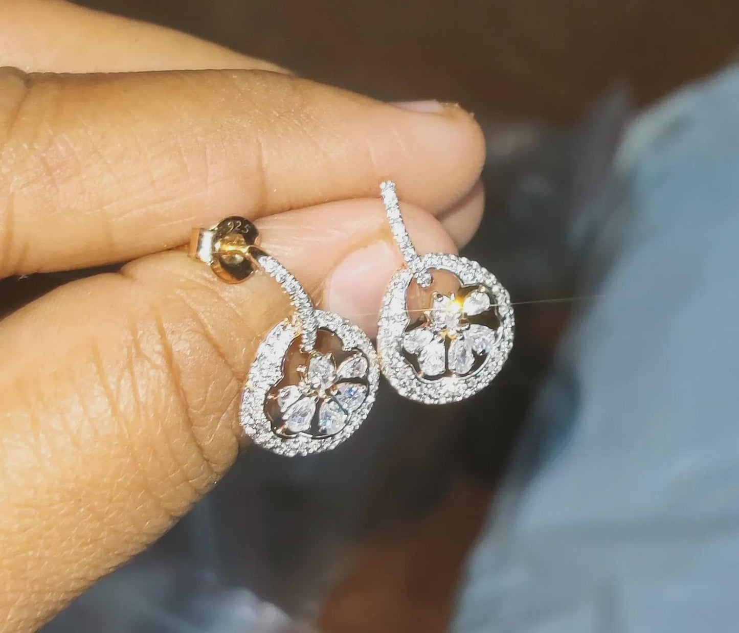 2Ct Round Cut Simulated Diamond Drop Dangle Women's Earrings 14K Rose Gold Plated 925 Sterling Silver, Gift For Birthday