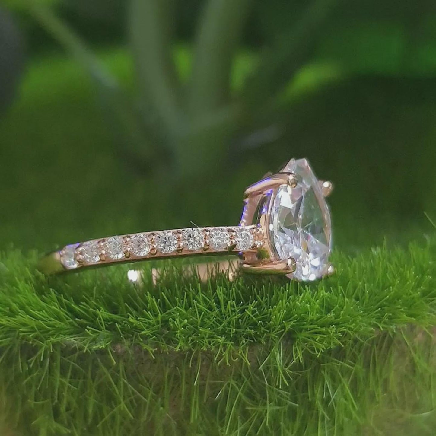 2Ct Diamond Pear Cut Wedding Ring Simulated Diamond Solitaire Ring 14K Rose Gold Finish Sterling 925 Silver Engagement Ring Birthday Gift