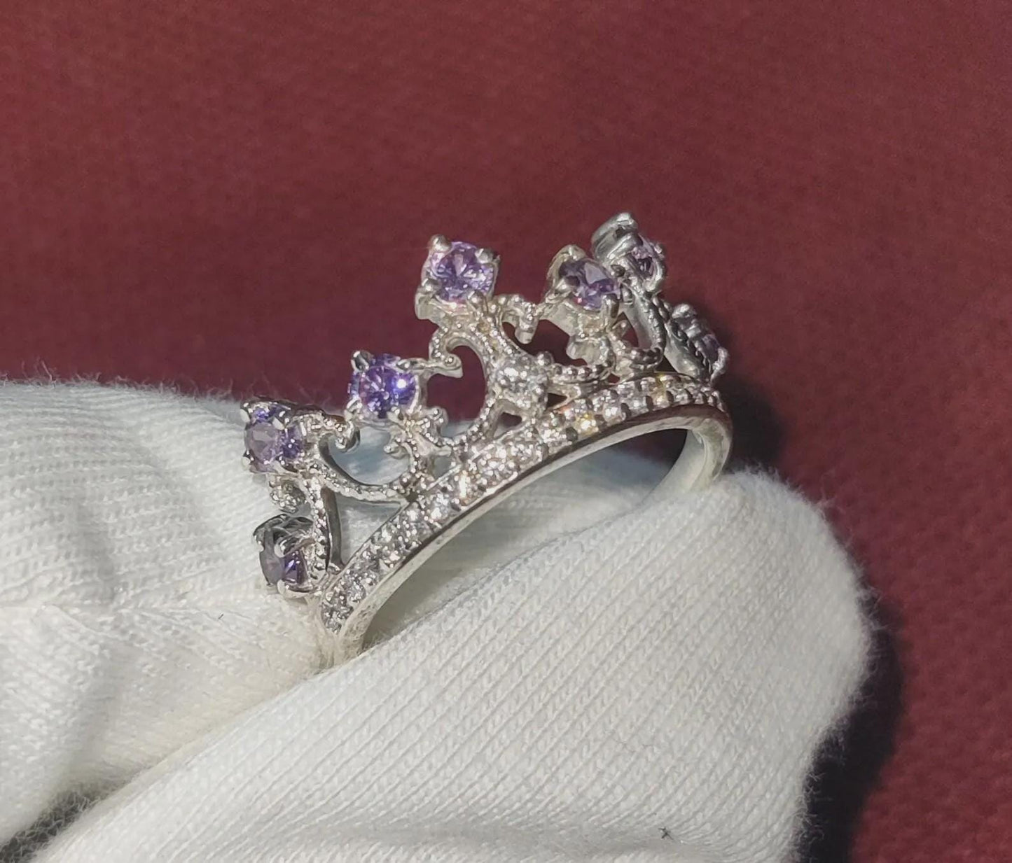 2Ct Round Cut Simulated Amethyst Crown Engagement Anniversary Ring Prong 14K White Gold Finish 925 Sterling Silver Simulated Diamond Band