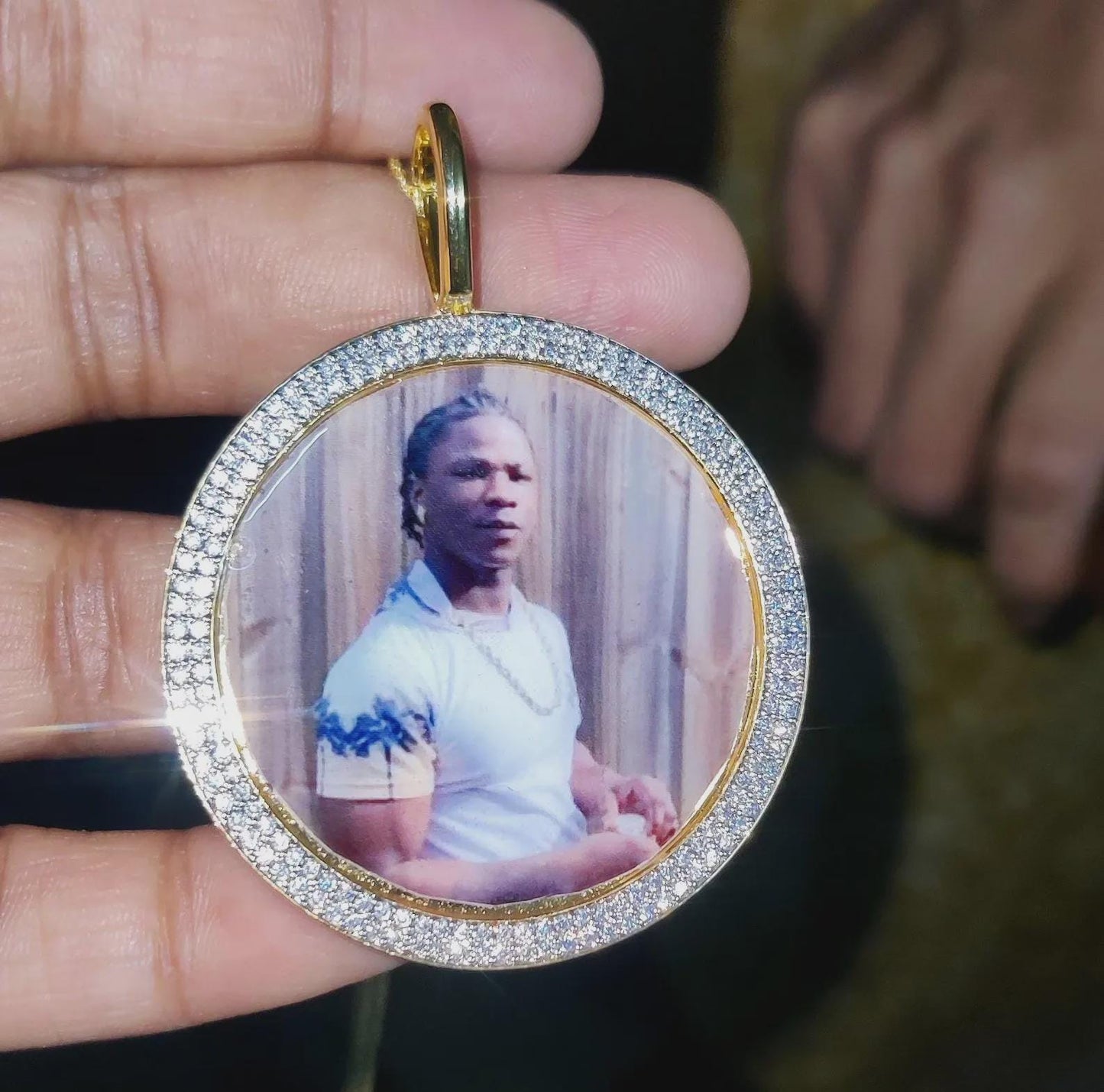 Custom Picture Necklace Personalized Diamond Necklace With Photo Frame Lab Created Diamond 925 Silver Pendant 14K Yellow Gold Plated