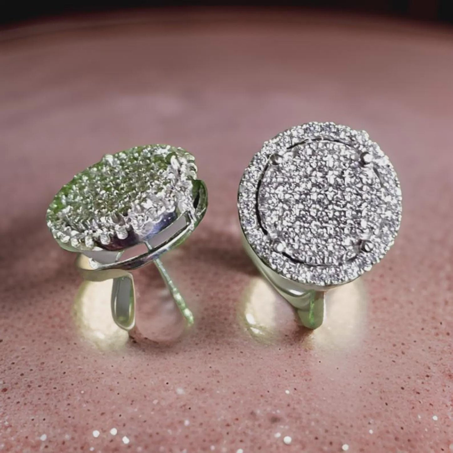 2Ct Round Cut Cluster Stud Earrings Simulated Diamond Earrings 14k White Gold Plated Cluster Earring, Push Back Earring Gift for Party