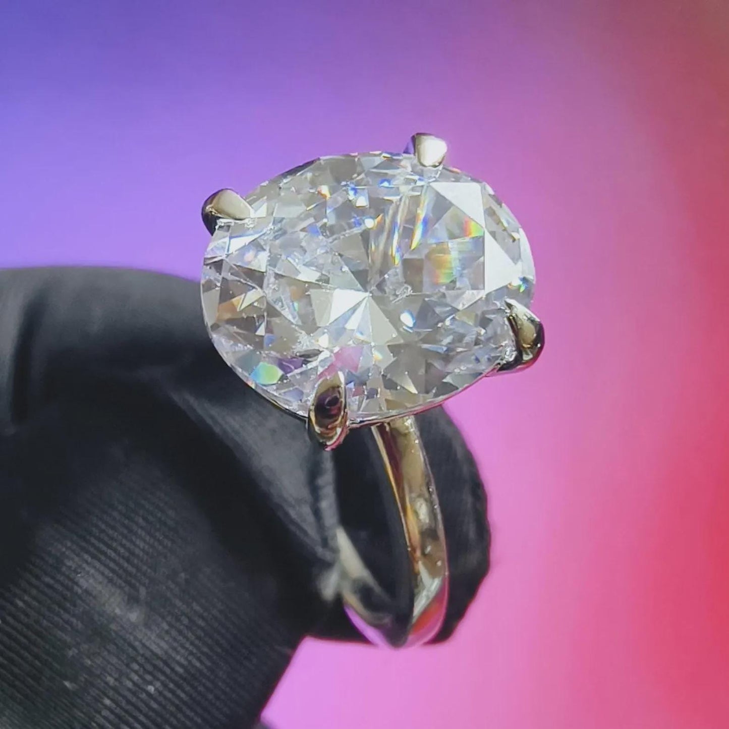 2Ct Diamond Oval Cut Wedding Solitaire Ring Simulated Diamond Ring 14K White Gold Finish 925 Sterling Silver Engagement Anniversary Ring