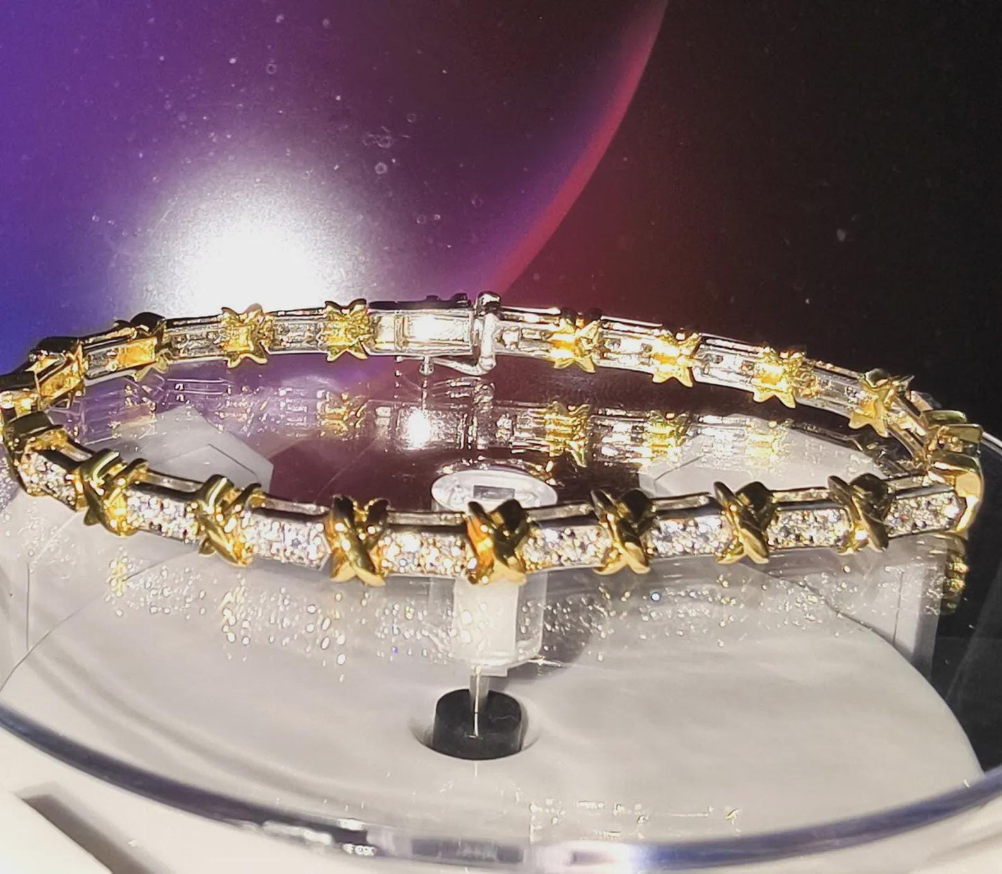 6Ct Diamond Bracelet Round Lab-Created Diamond 14K Two-Tone Gold Finish Sterling 925 Silver Bracelet Gift For her Birthday Gift Party Wear