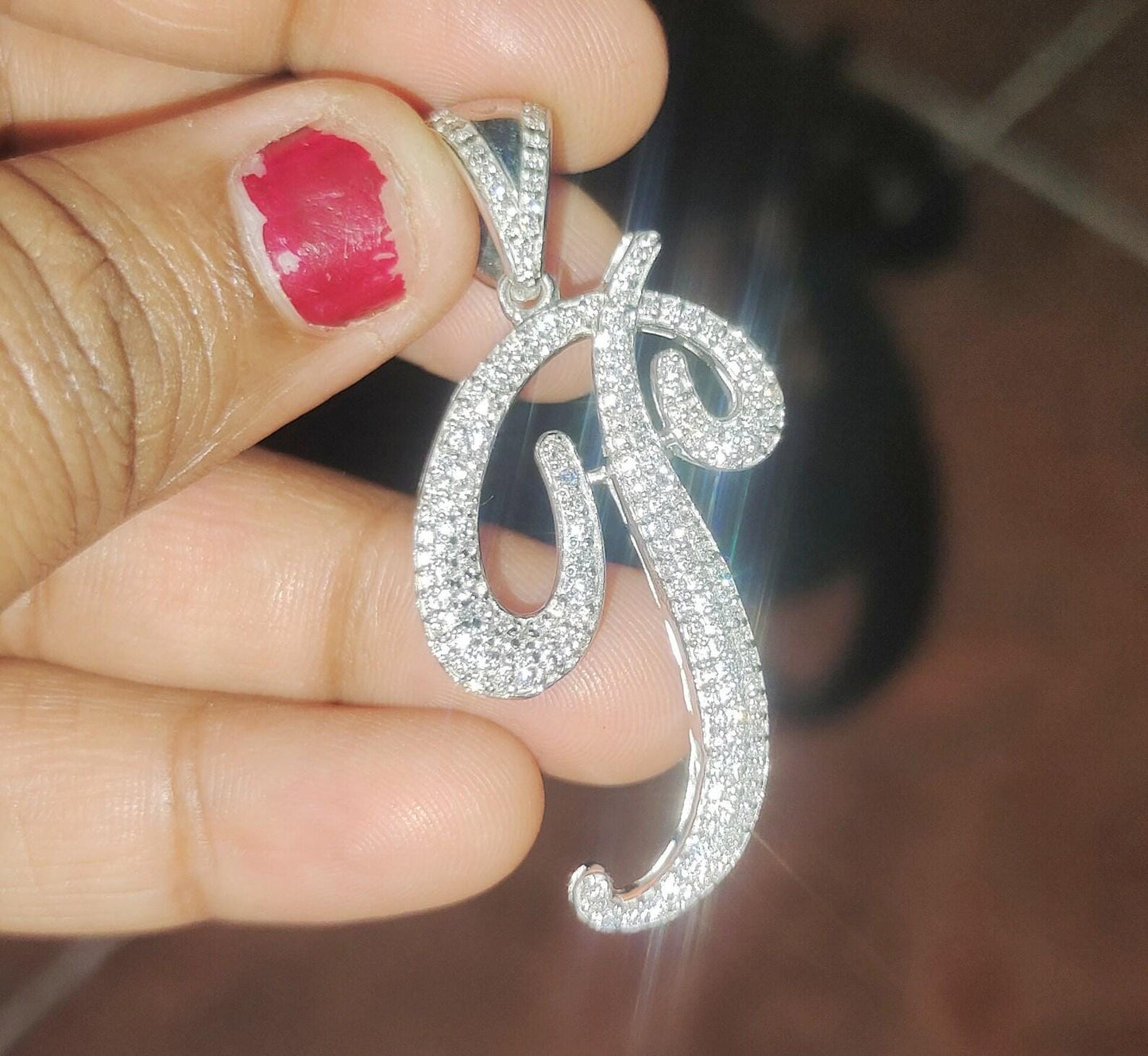 2Ct Round Cut Custom Letter Alphabet Pendant Lab-Created Diamond P Letter Initial Alphabet Pendant 14K White Gold Plated Hip Hop Pendant