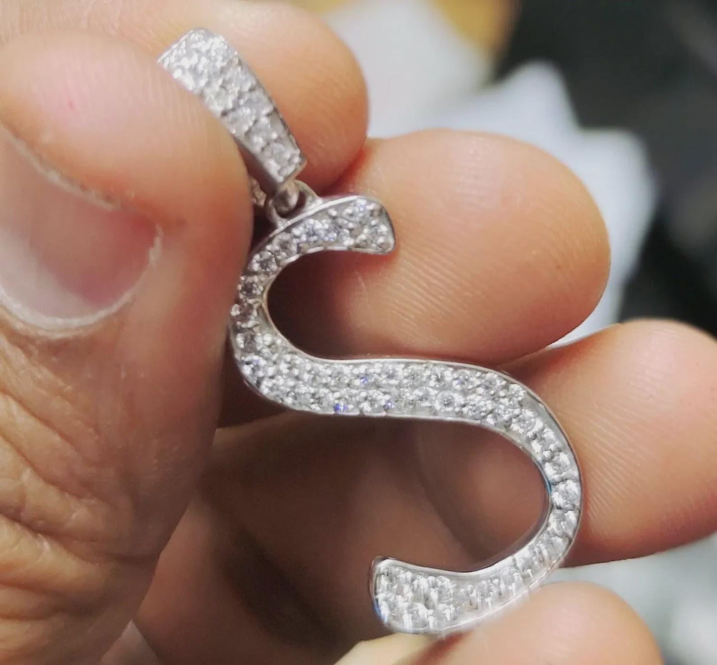 1Ct Diamond Lab-Created Pendant Necklace Customize Any Letter Round Cut 14K White Gold Plated 925 Sterling Silver Custom Name Pendant