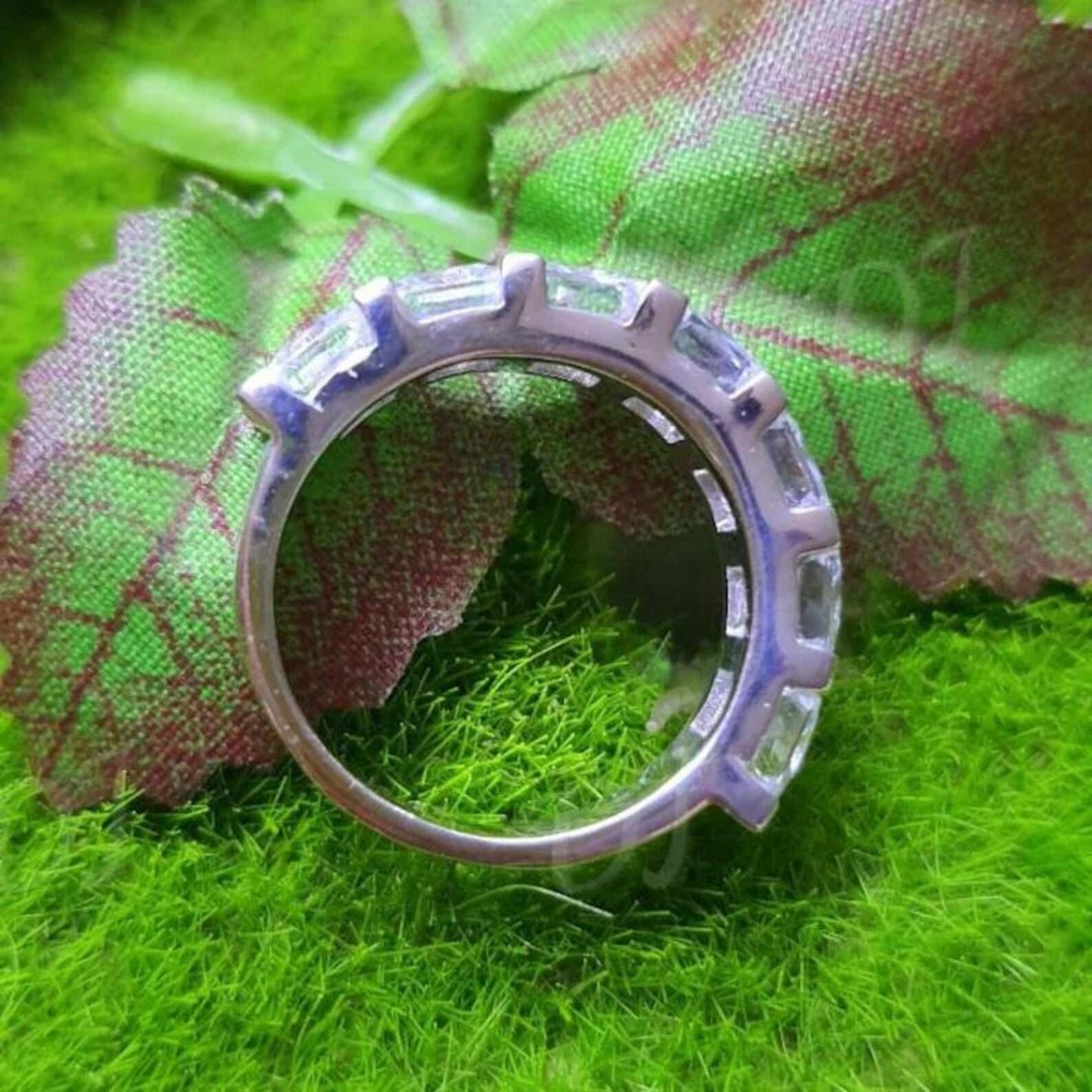 2Ct Princess Cut Diamond Seven-Stone Engagement Ring 14K White Gold Plated 925 Silver Anniversary Band Ring Simulated Diamond Gift for her