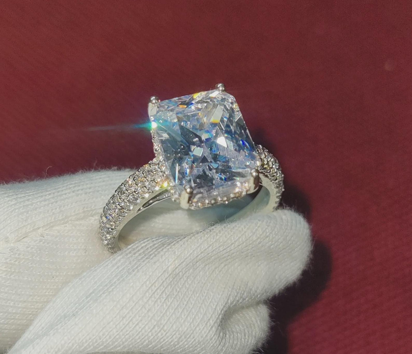 2.50Ct Emerald Cut Simulated Diamond Solitaire Engagement Anniversary Ring 14K White Gold Finish 925 Sterling Silver Wedding Gift For her