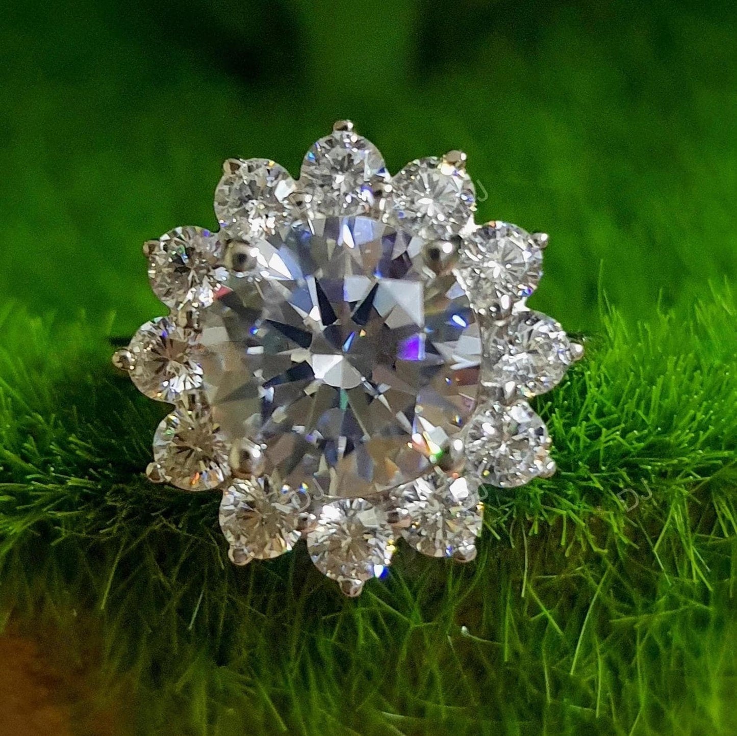 4Ct Round Cut Diamond 14K White Gold Finish Flower Cluster Engagement Anniversary Band Ring, Birthday Gift, Ring For Her