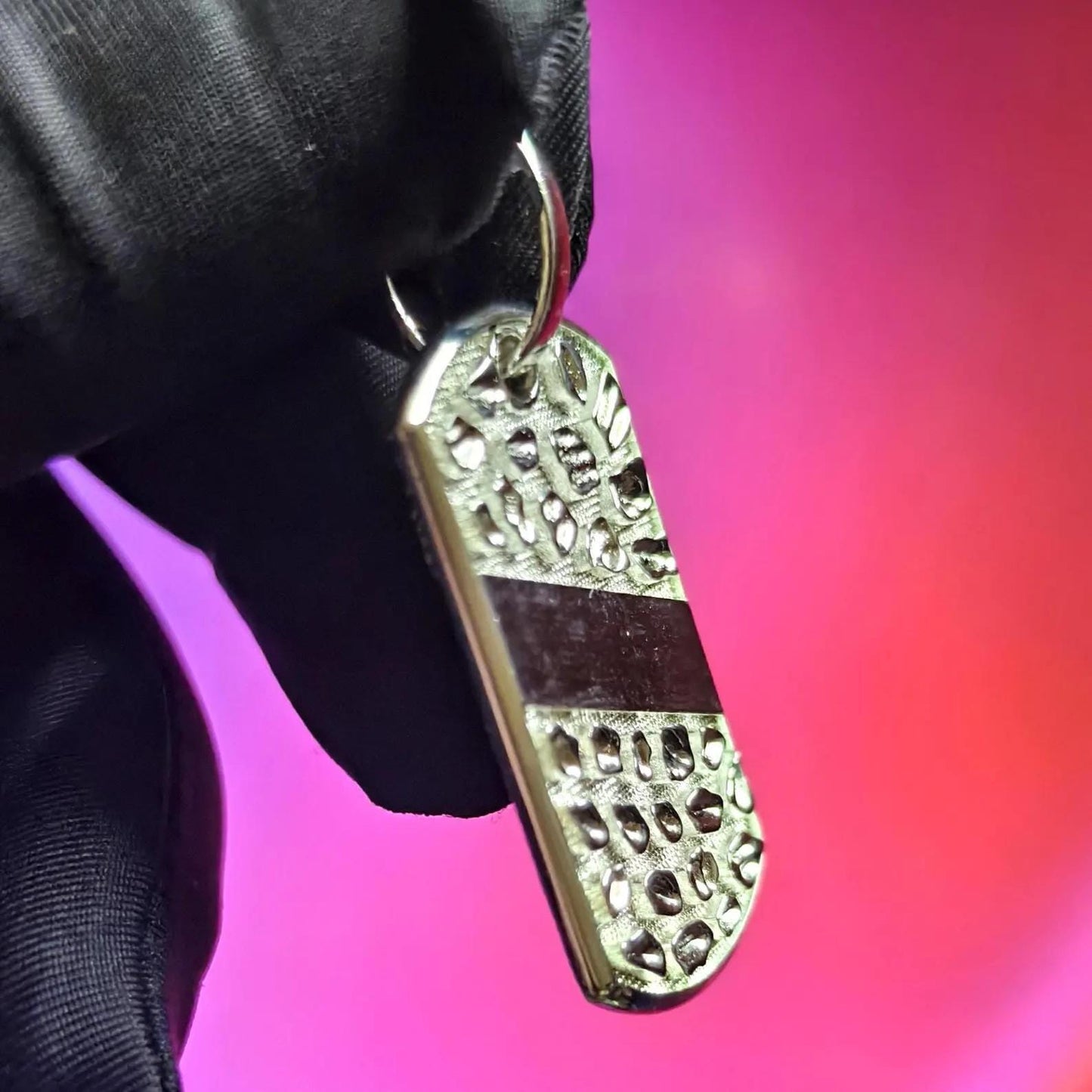 Dog Tag Rectangle Nugget Pendant Necklace 14K White Gold Plated 925 Sterling Silver,  Dog Tag Pendant, Rectangle Shape Pendant, For Birthday