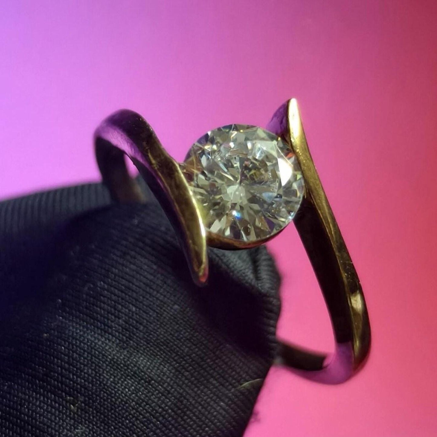 2Ct Moissanite Solitaire Ring Round 14K Yellow Gold Plated 925 Sterling Silver, Anniversary Ring, Wedding Ring, Gift For Her