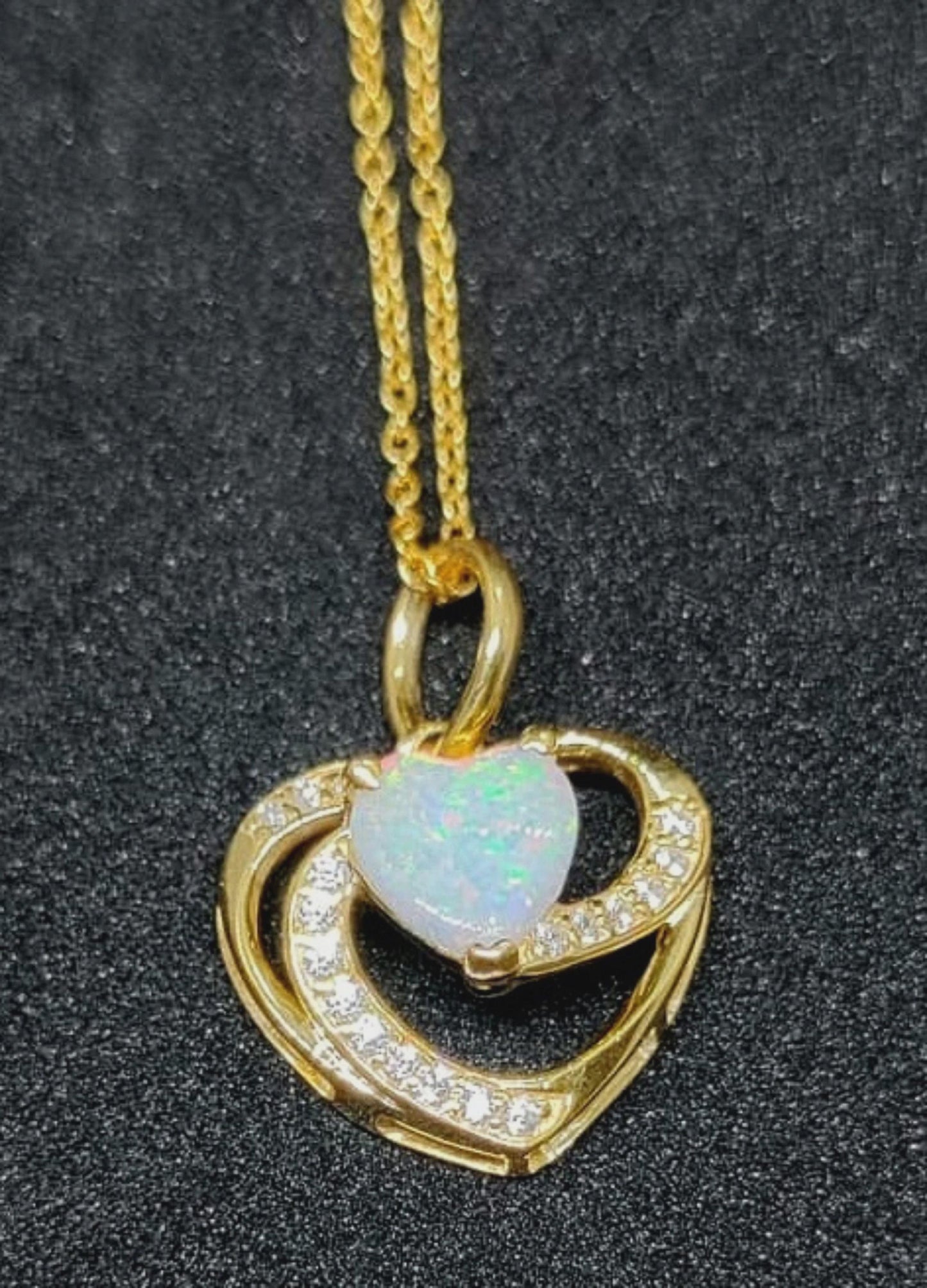 1.50Ct Heart Cut Fire Opal Open Heart Shape Pendant In 14K Yellow Gold Finish With 18''Free Chain