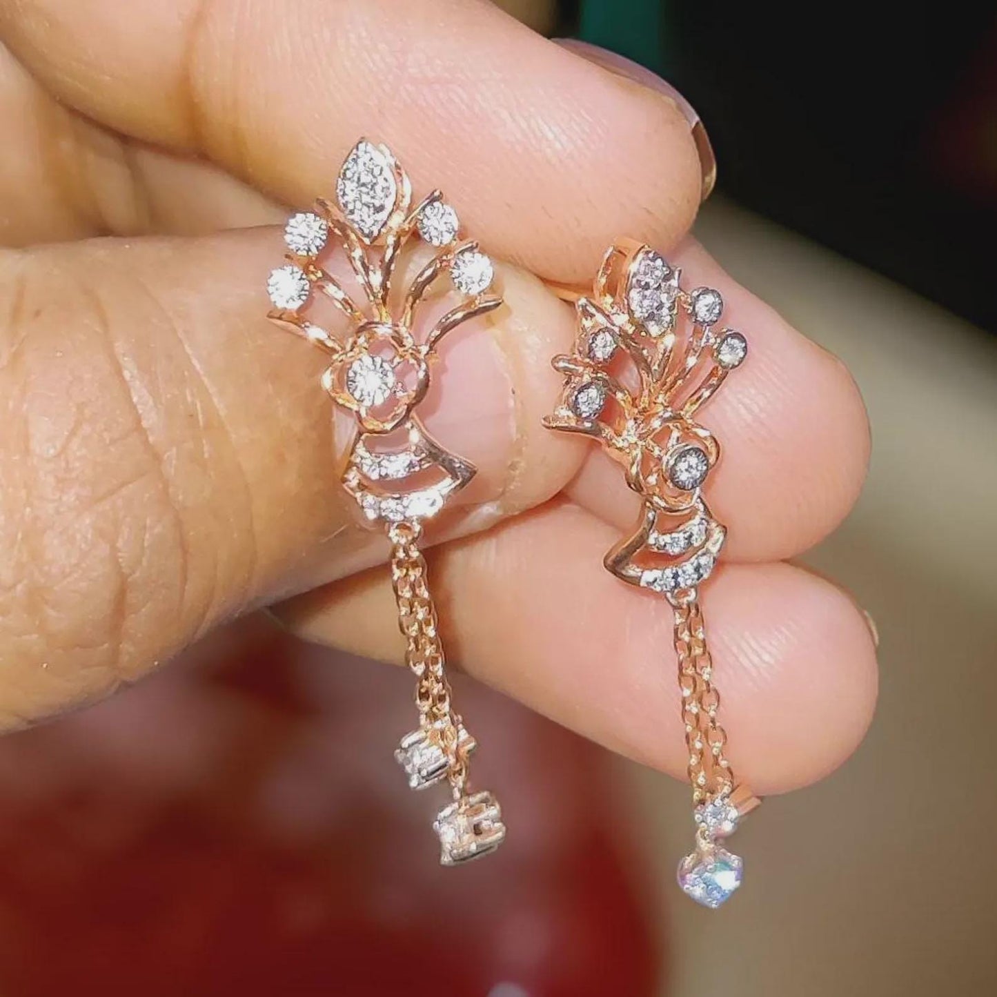 2Ct Round Cut Simulated Diamond Drop Dangle Women's Earrings 14K Rose Gold Plated 925 Sterling Silver, Gift For Birthday Wear