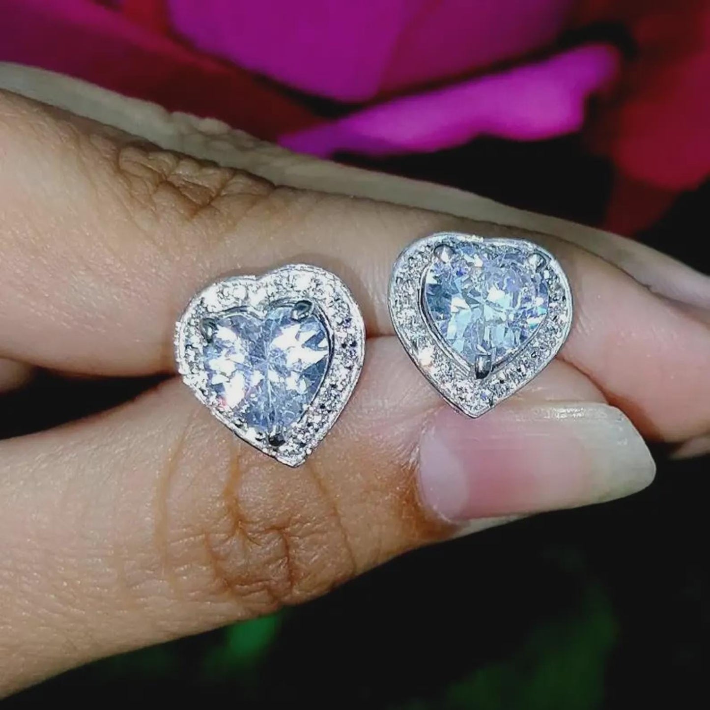 2Ct Heart Cut Solitaire Prong Stud Earrings Simulated Diamond Earrings 14K White Gold Finish 925 Silver Stud Earring, Gift For Anniversary