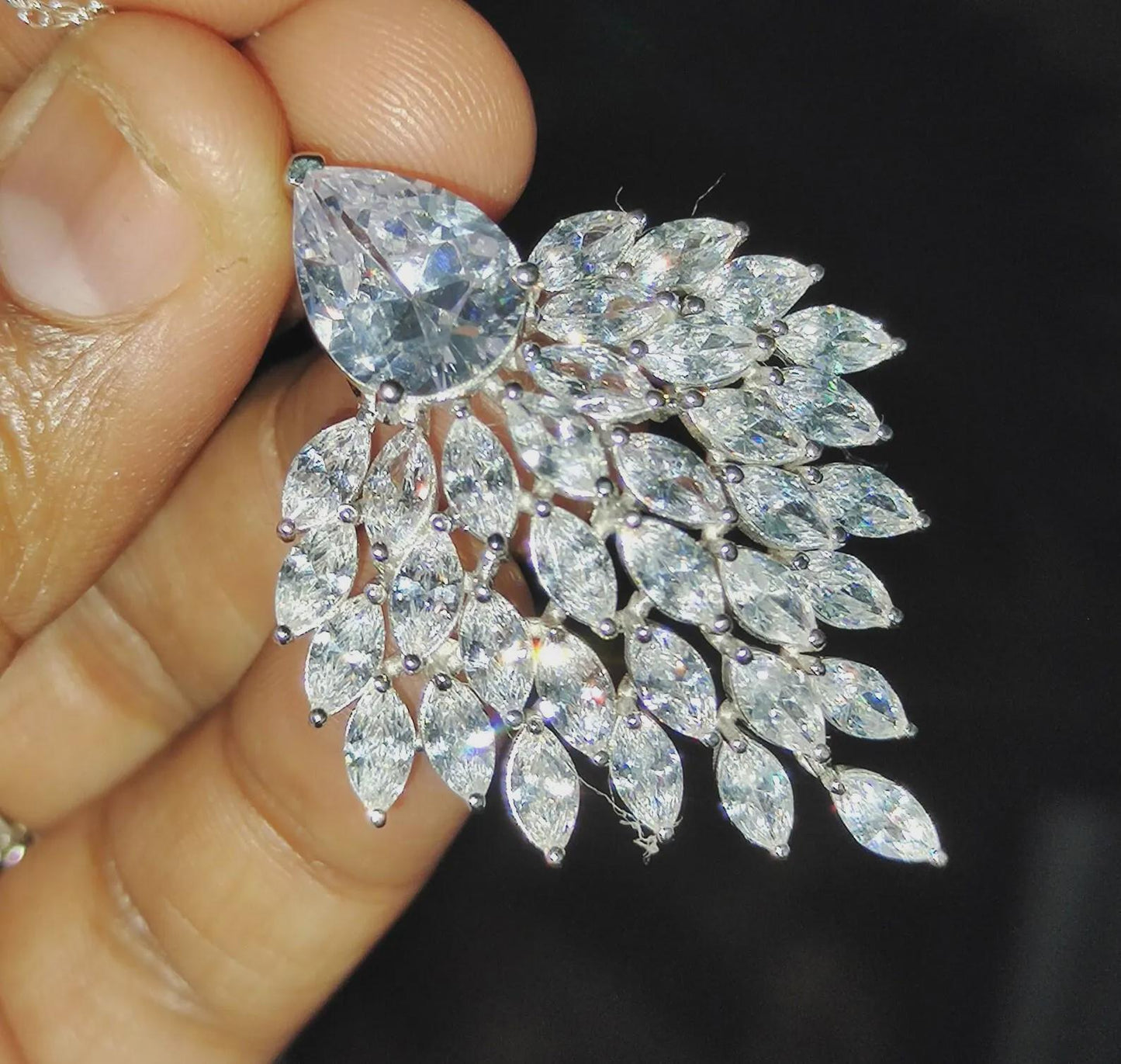 Diamond Pendant Necklace 3Ct Marquise Cut Lab-Created Diamond Cluster Pendant Necklaces Pendant 14K White Gold Plated Diamond Pendant