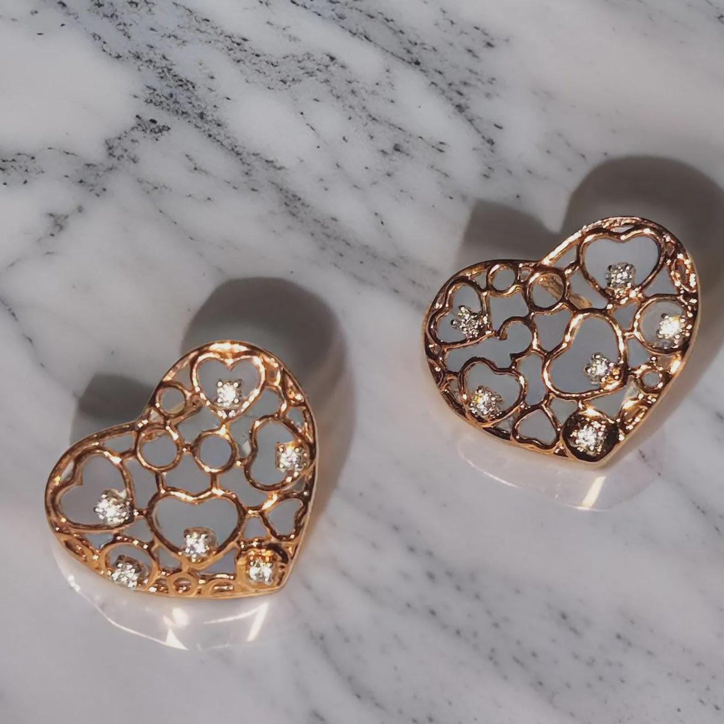 1Ct Diamond Stud Earrings VVS1 Diamond Cluster Heart Stud Earrings 14K Rose Gold Finish 925 Silver Stud Earrings Push Back Stud