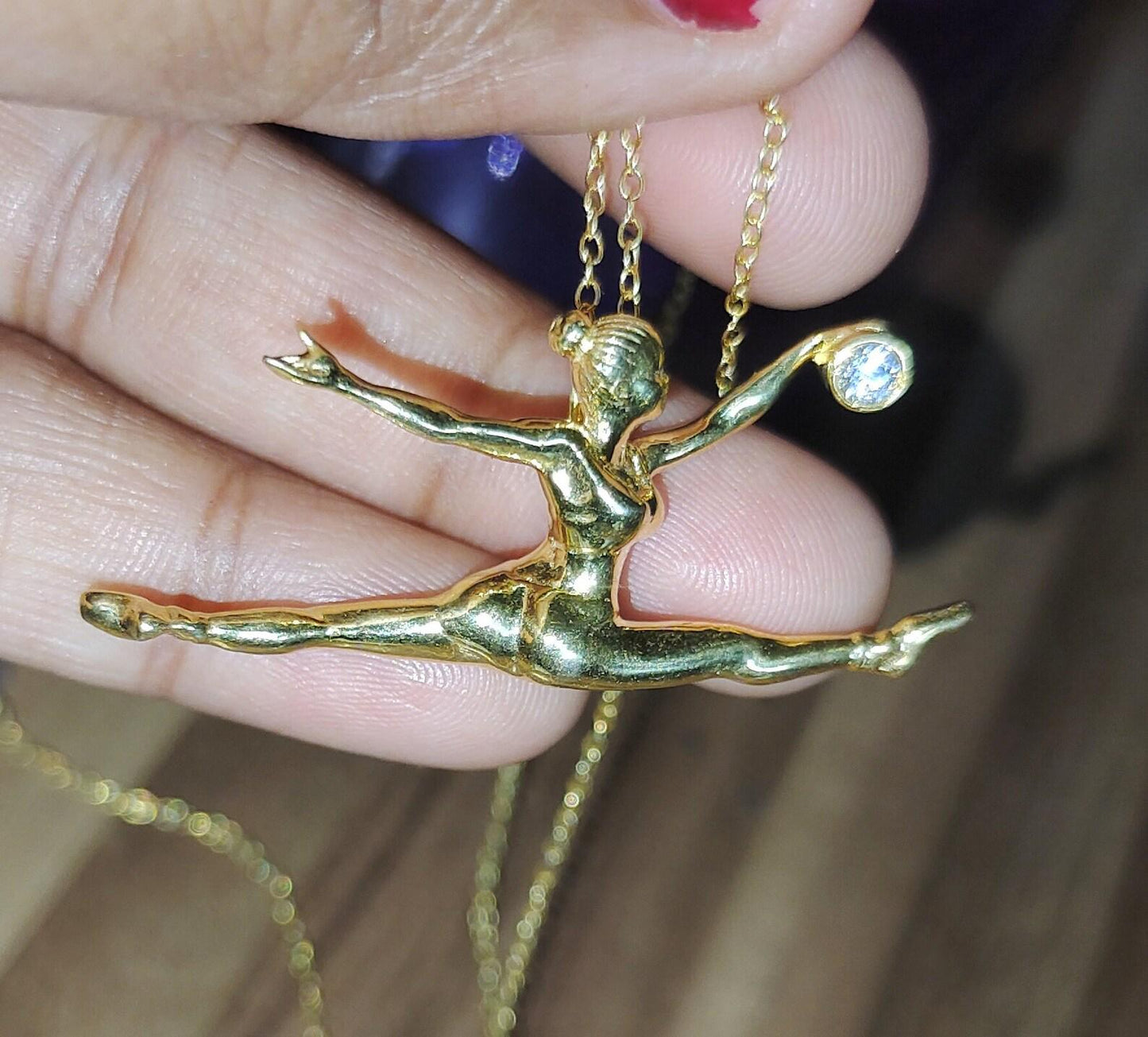 0.20Ct Round Lab-Created Diamond Dancing Lady Pendant 14K Yellow Gold Plated Hip Hop Circle Pendant Diamond Pendant 925 Sterling Silver