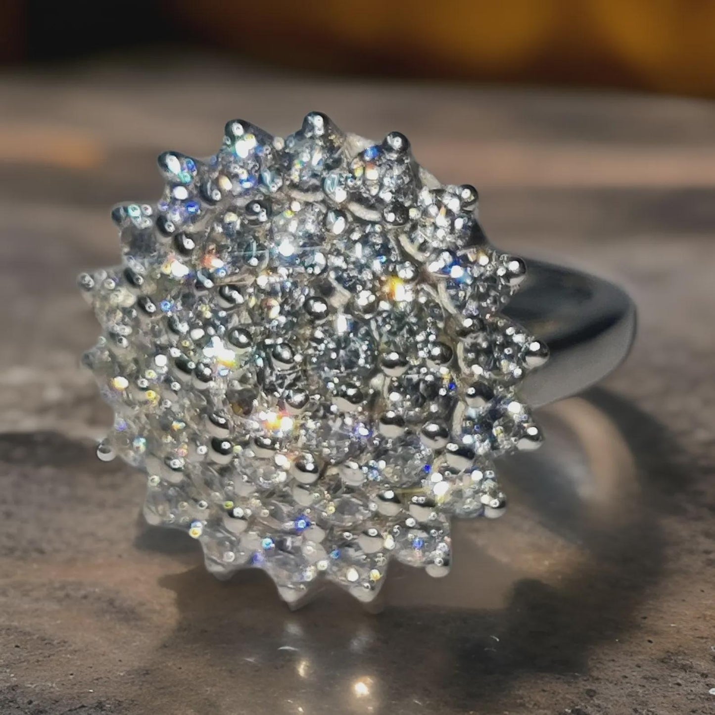 2Ct Diamond Round Cut Flower Shape Simulated Diamond Engagement Wedding Ring 14K White Gold Plated,925 Silver Ring, Anniversary Ring